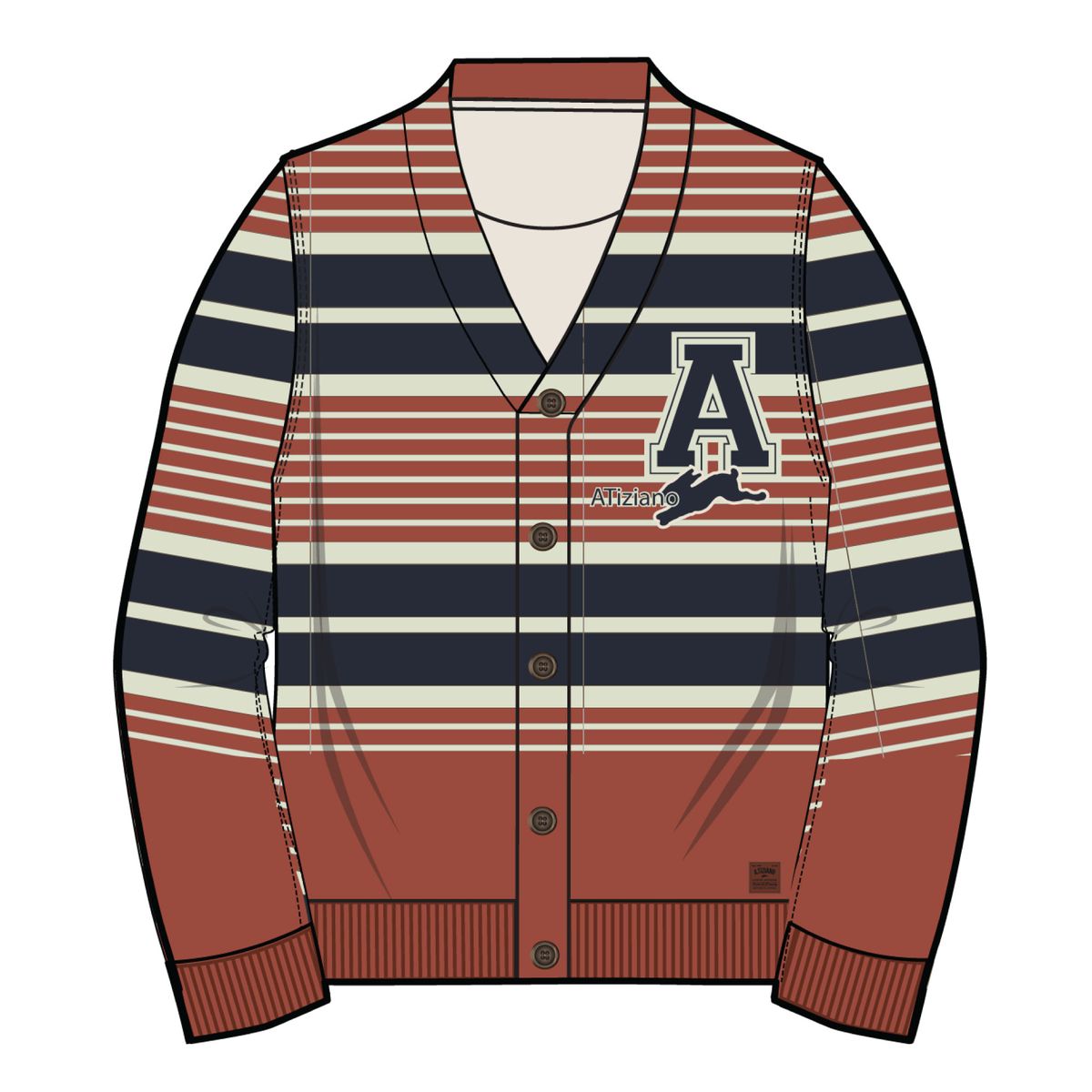 JAY | MENS L/S SWEATER KNIT STRIPE CARDIGAN (BURNT ORANGE)