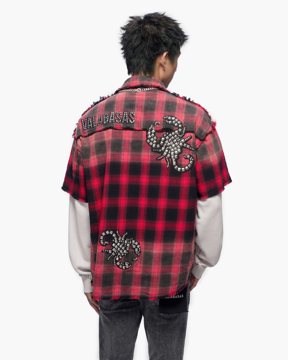MENS VALABASAS LUMBERJACK LAYERED FLANNEL (BLACK/RED)