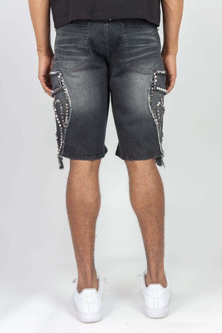 MENS R3BEL DENIM IGNITION CARGO JORT (BLACK)