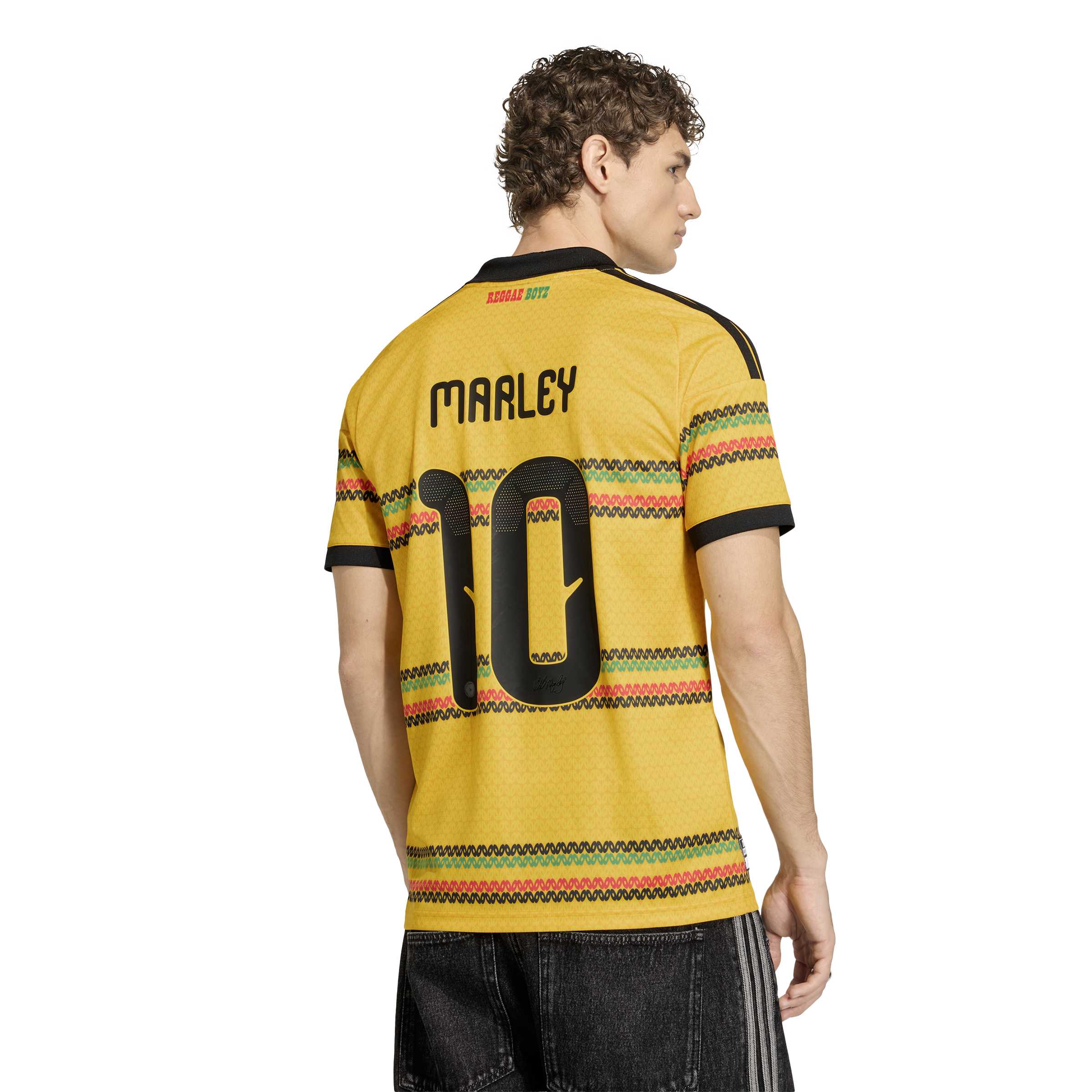 MENS ADIDAS JAMAICA 26 X BOB MARLEY HOME MARLEY 10 JERSEY (BOLD GOLD)