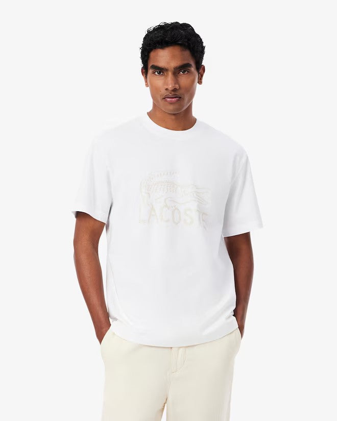 MENS LACOSTE PRINTED COTTON T-SHIRT (WHITE)