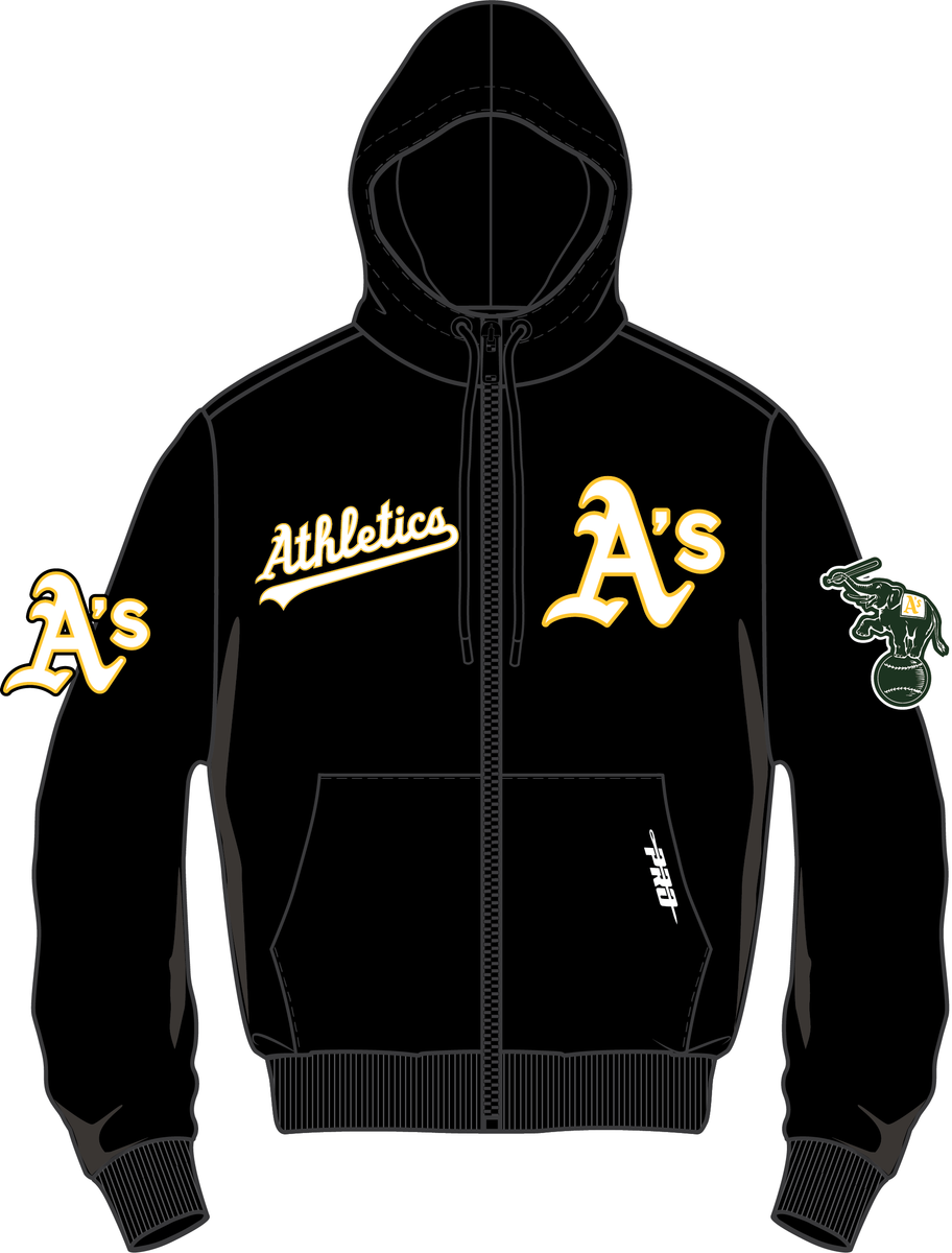 MENS PRO STANDARD OAKLAND ATHLETICS CLASSIC WIND SUIT M WOVEN FZ PO HOODIE (BLACK)
