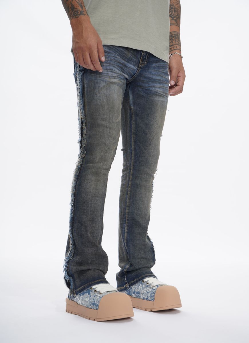 MENS VALABASAS "BURROW" - 33'' INSEAM-STACKED JEAN (BLUE BLACK)