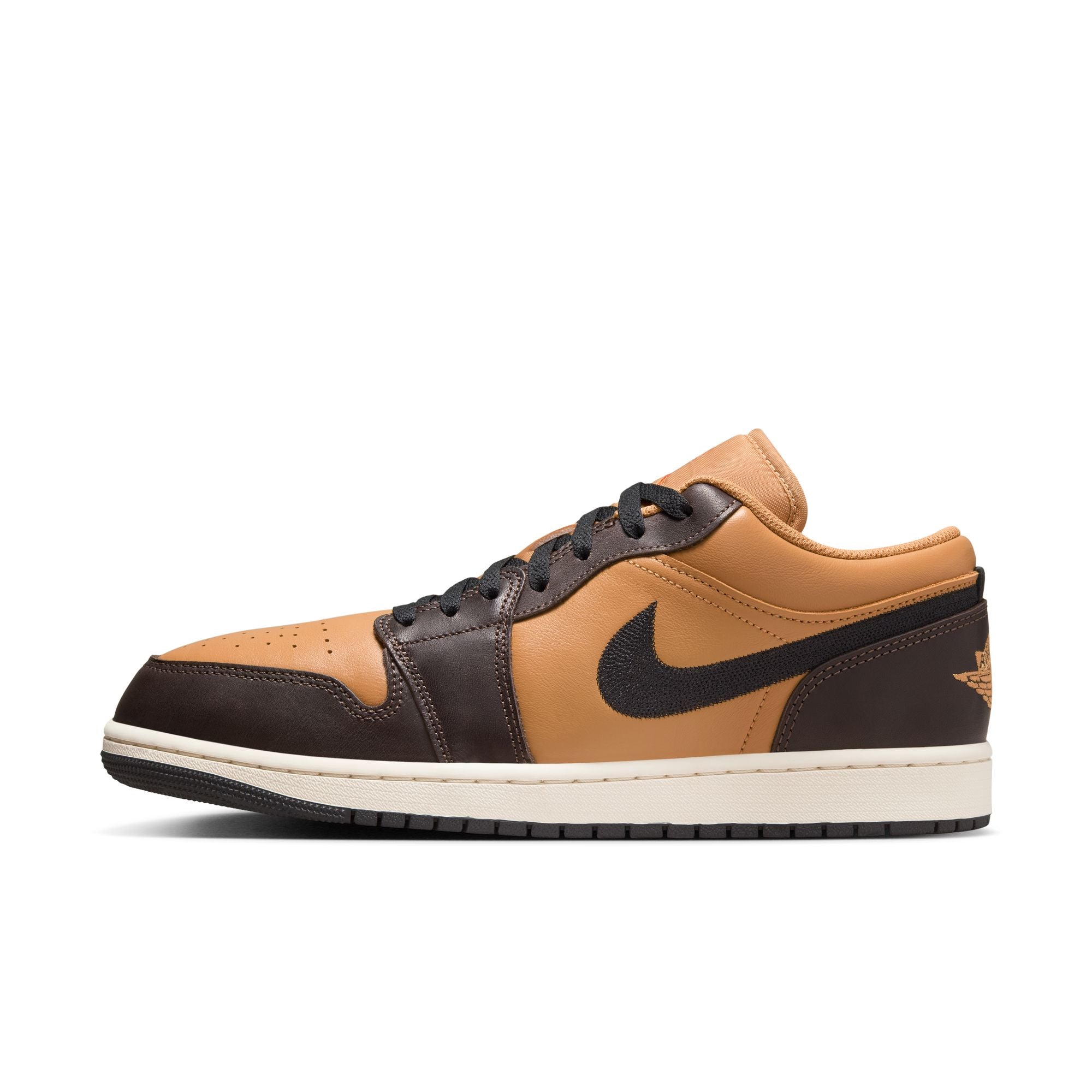 MENS AIR JORDAN 1 LOW SE (FLAX/BLACK/BAROQUE BROWN)