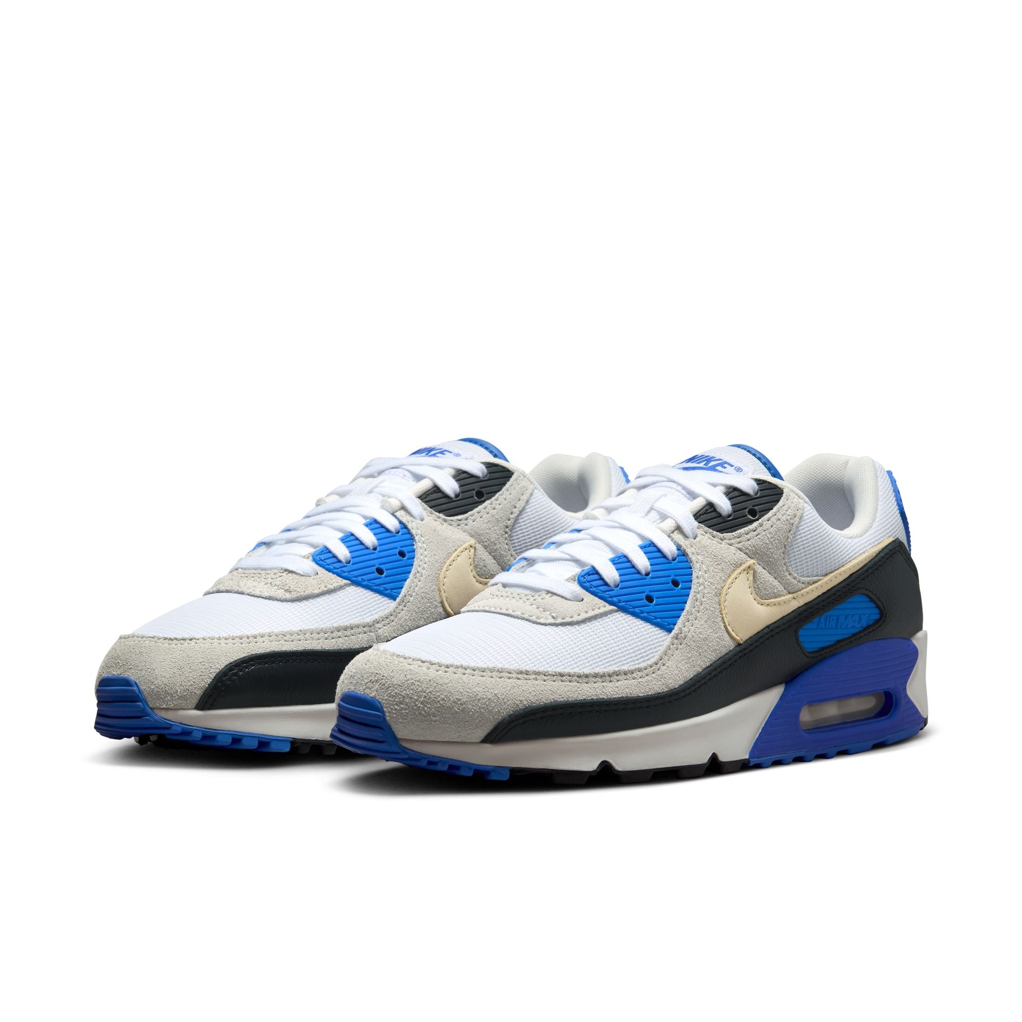 MENS NIKE AIR MAX 90 PREMIUM (WHITE/KHAKI/RACER BLUE/BLACK)