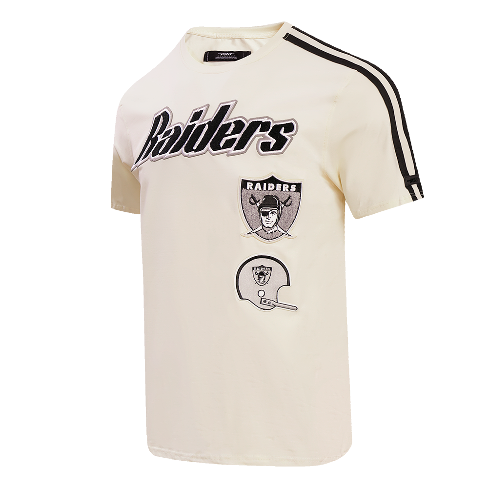 MENS PRO STANDARD LAS VEGAS RAIDERS RETRO CLASSIC TAPING SHIRT (EGGSHELL/BLACK)