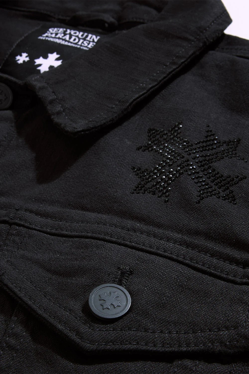 MENS JORDAN CRAIG LIMELIGHT DENIM TRUCKER JACKET (JET BLACK)