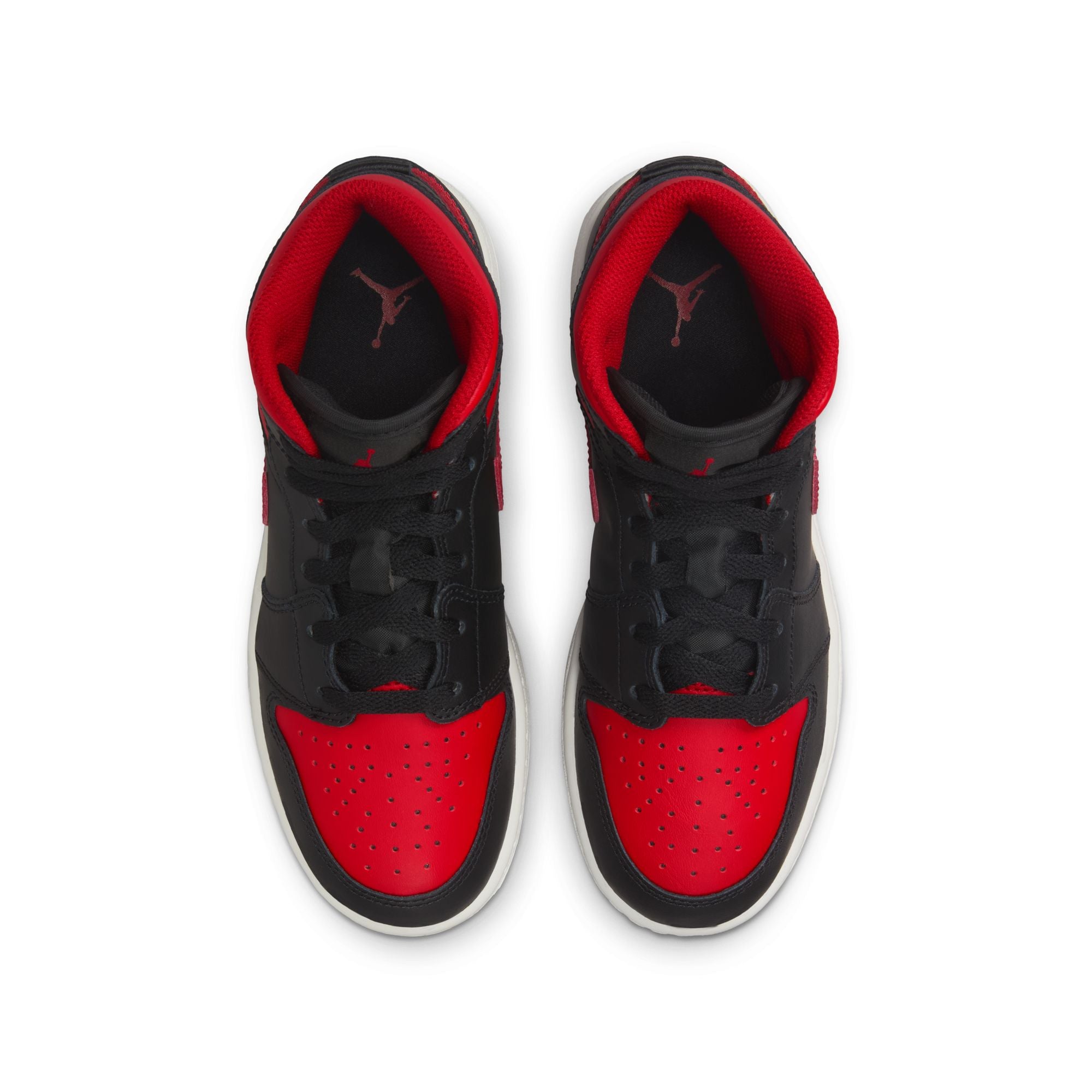 KIDS AIR JORDAN 1 MID GS (BLACK/VARSITY RED/SUMMIT WHITE)