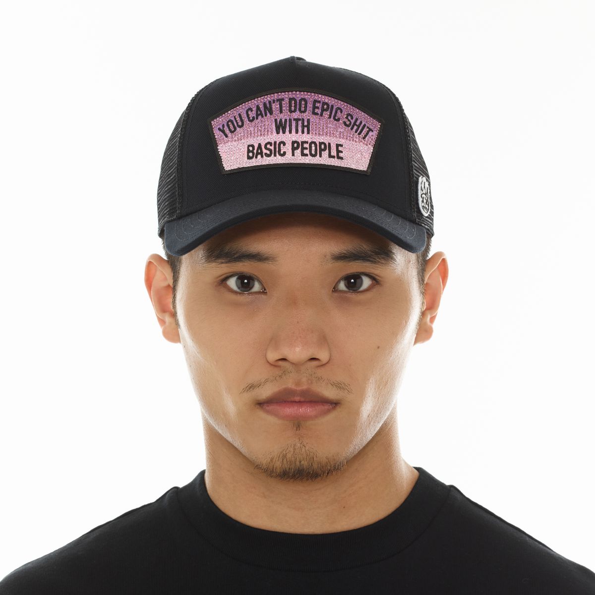 CULT MESH TRUCKER HAT "EPIC SHIT" CRYSTALS (BLACK)