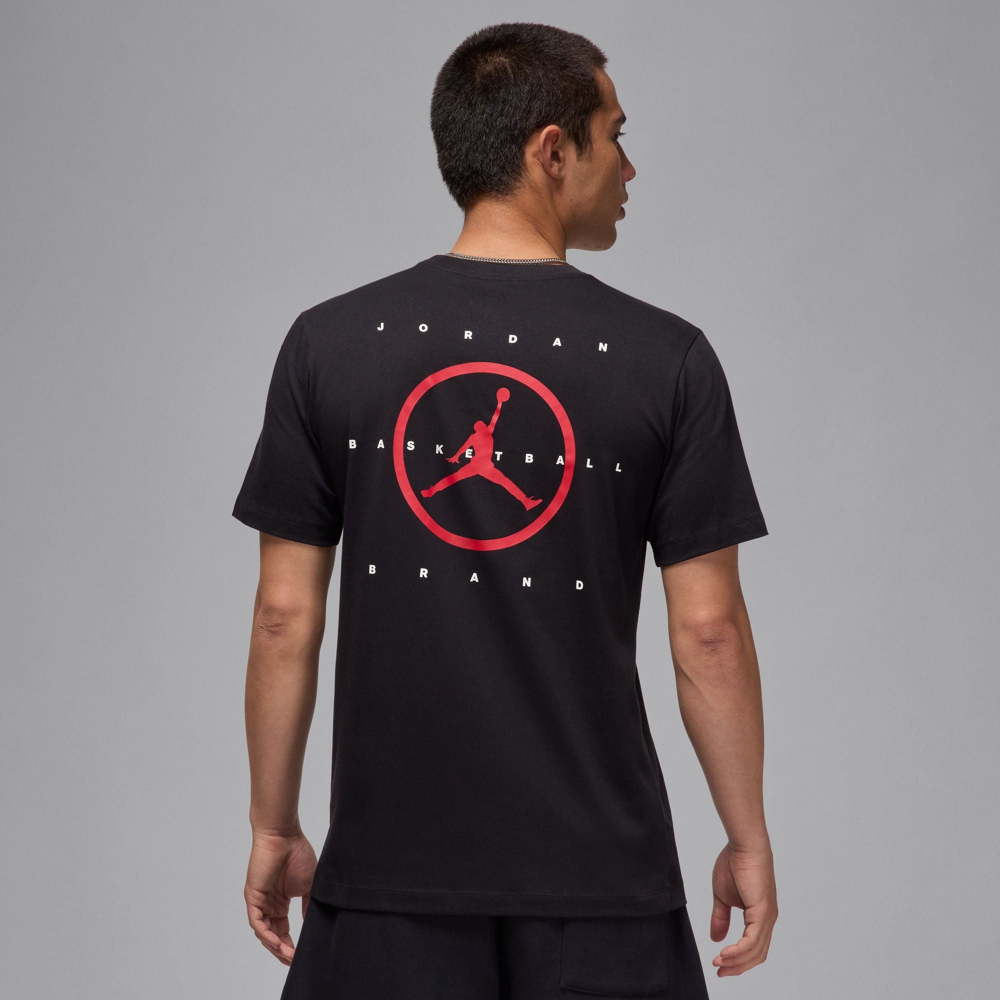 MENS JORDAN FLIGHT ESSENTIAL JM T-SHIRT (BLACK/VARSITY RED)