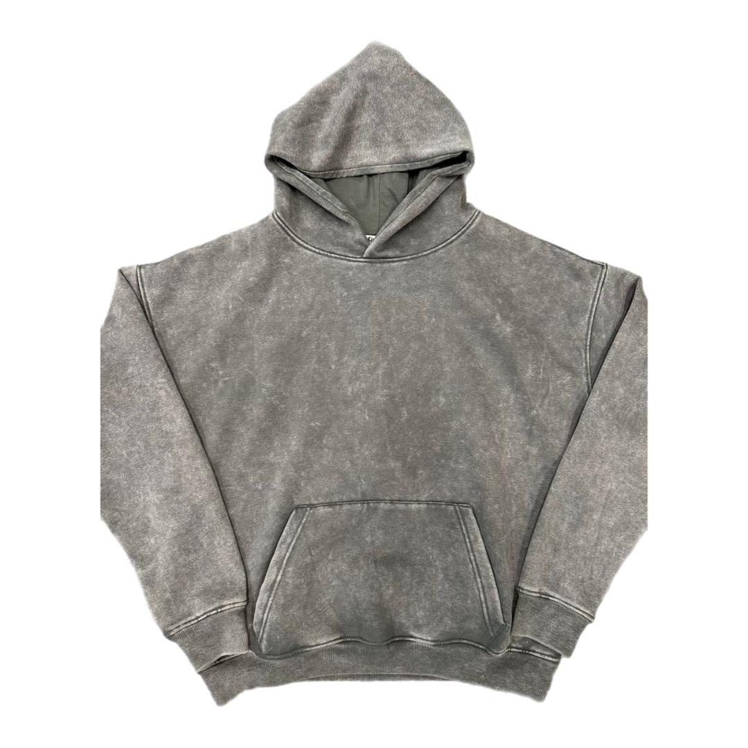 MENS CLIQUE WASHED HOODIE (PEWTER)