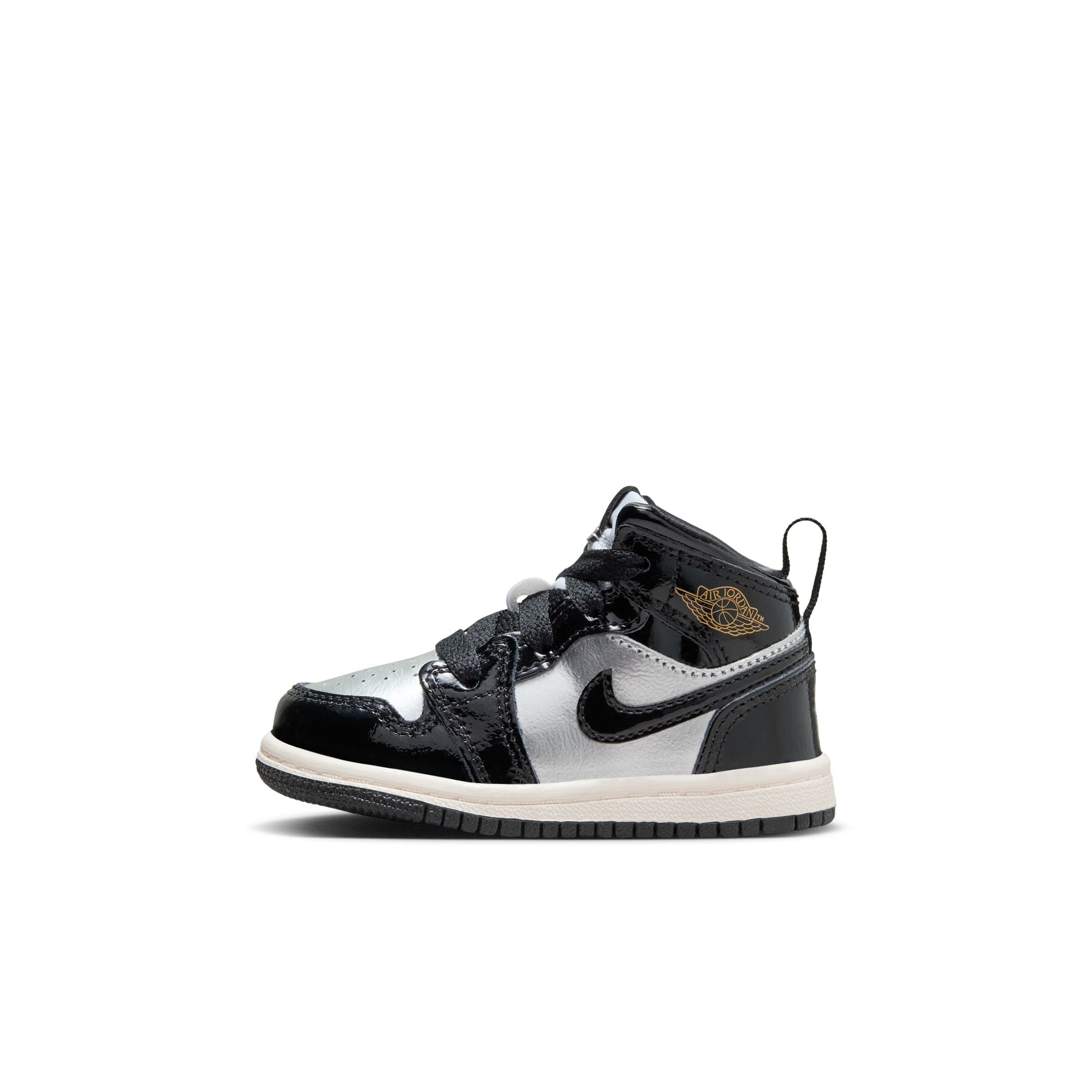 KIDS JORDAN 1 MID SE TD (BLACK/METALLIC GOLD/METALLIC SILVER)