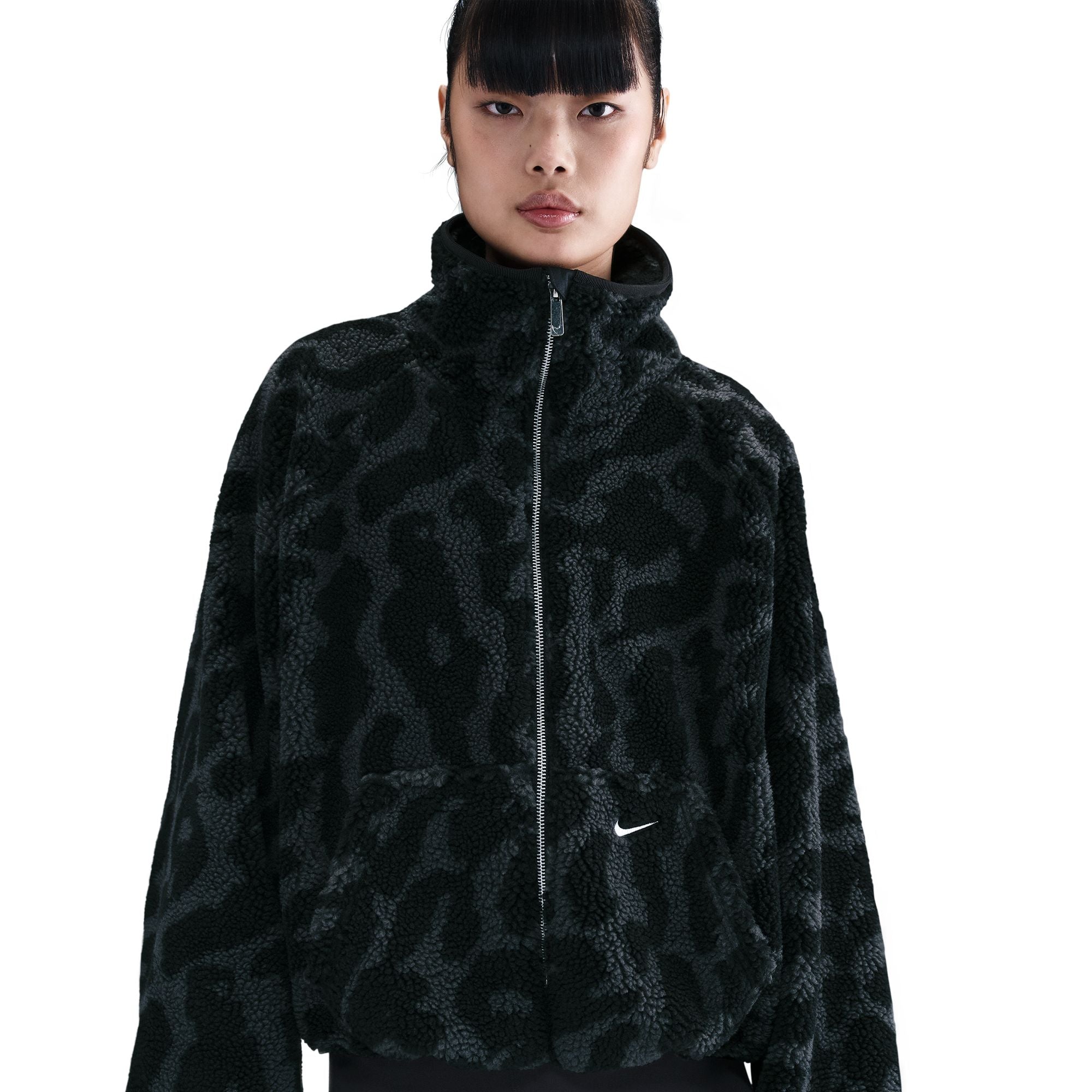 WOMENS NIKE STREET SHERPA JACKET (BLACK/SAIL)