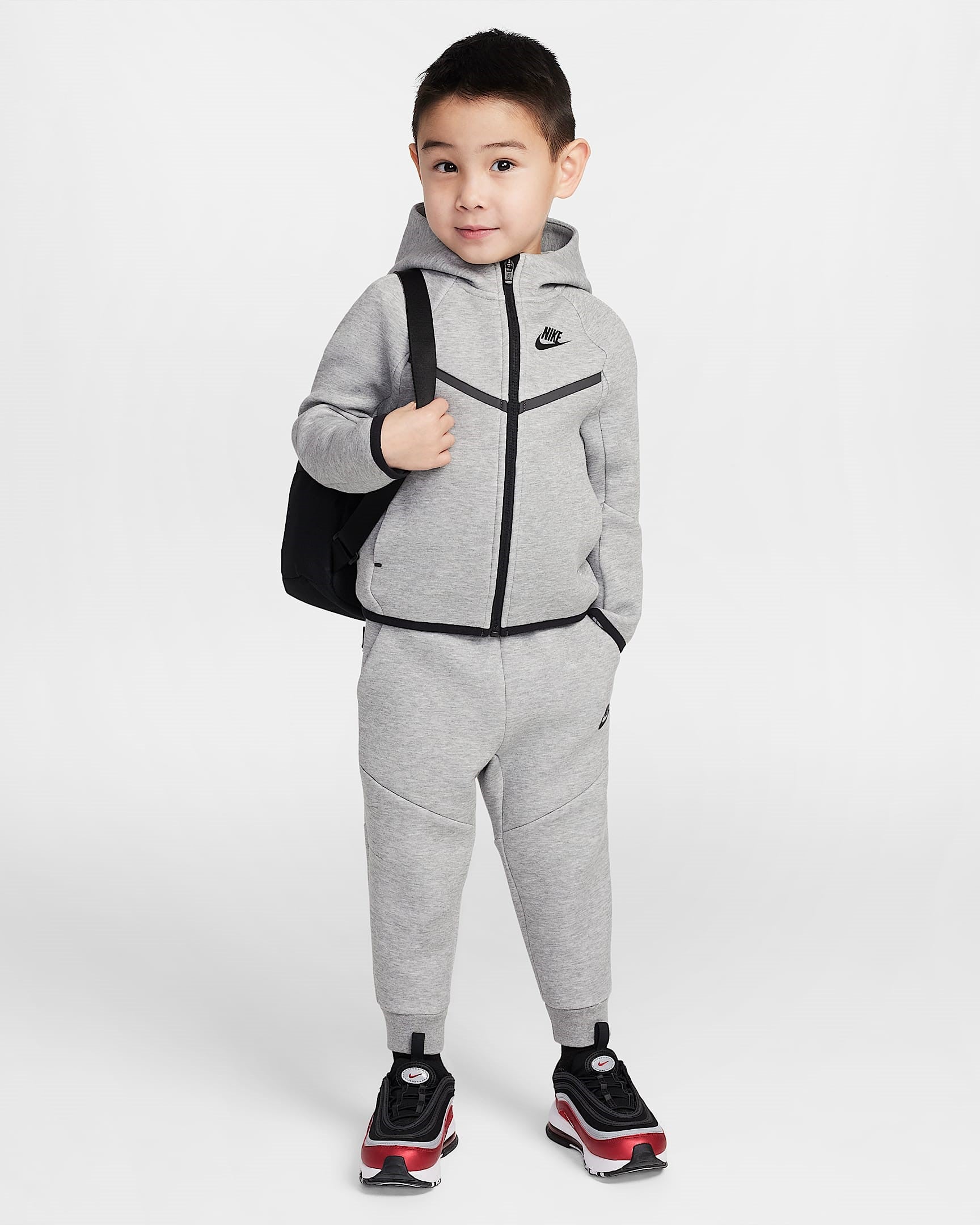 TODDLER NIKE TECH FLEECE 2-PIECE FULL-ZIP SET (DARK GREY HEATHER)