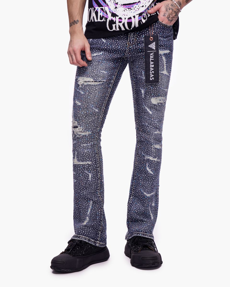 MENS VALABASAS PROVIDE STACKED JEAN (DARK BLUE WASH)