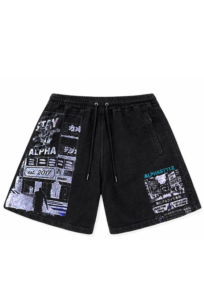 MENS ALPHA STYLE MANOD SWEATSHORT (BLACK)