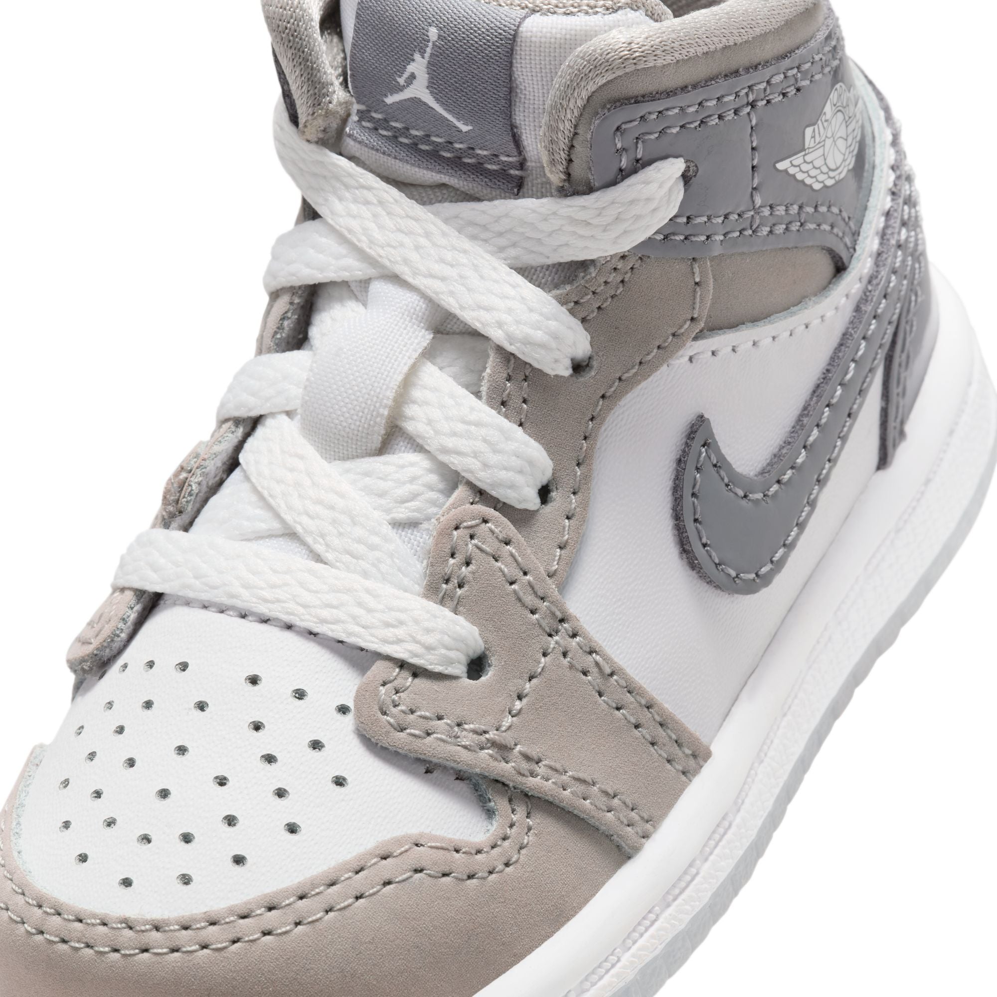 KIDS JORDAN 1 MID SE PS (WHITE/COOL GREY/MEDIUM GREY)