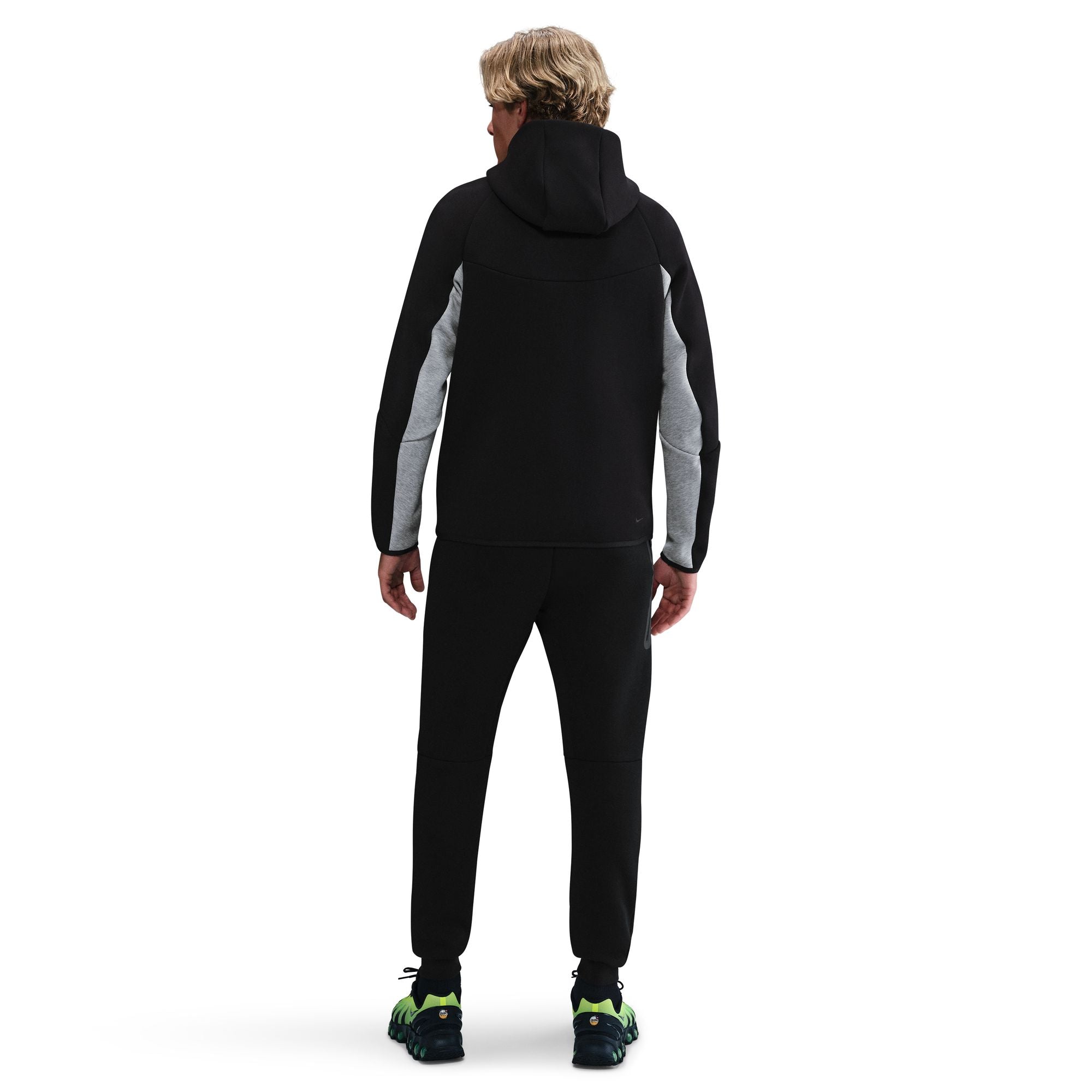 MENS NIKE TECH FLEECE FULL-ZIP WINDRUNNER WARMUP (BLACK/DARK GREY HEATHER)