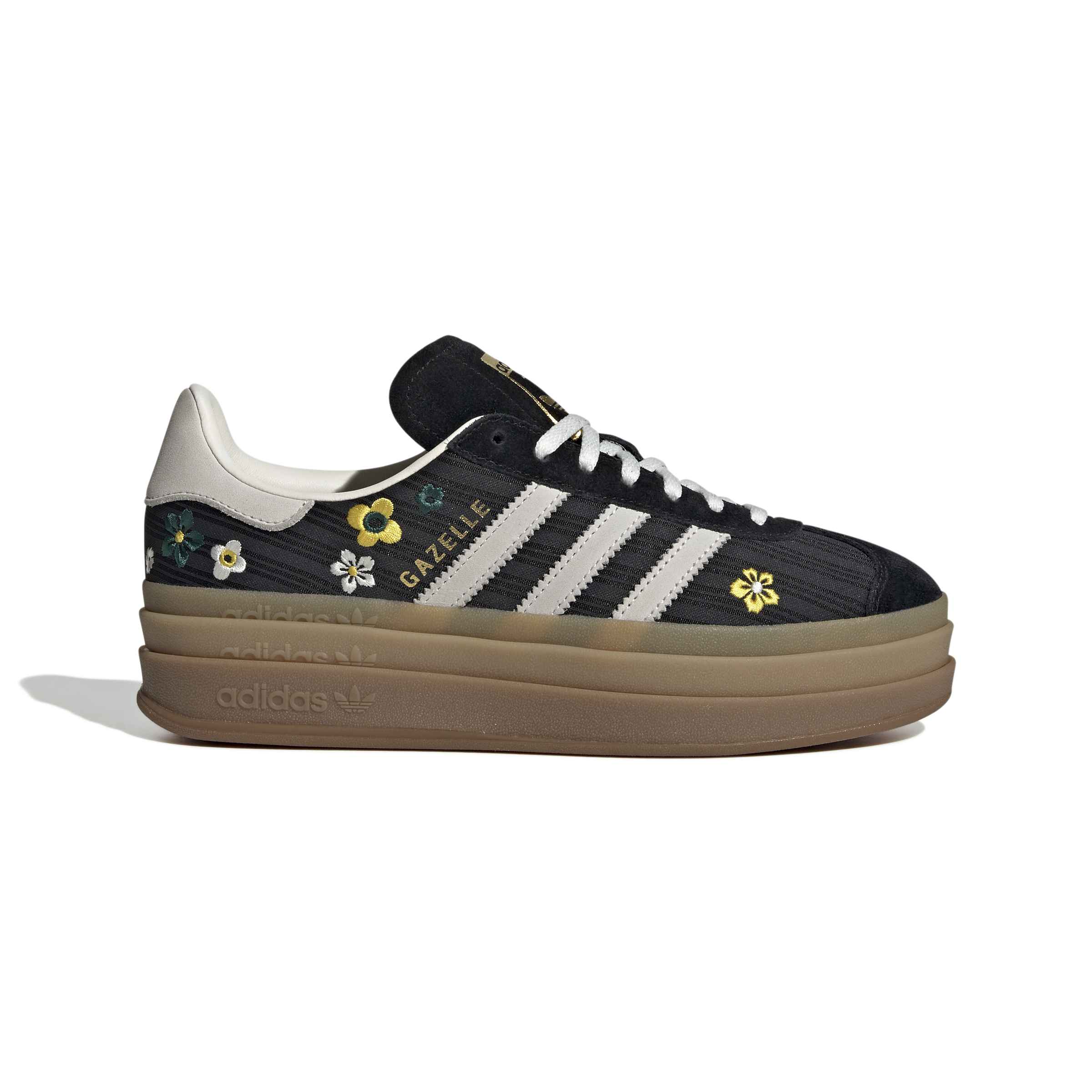 WOMENS ADIDAS GAZELLE BOLD (CORE BLACK / OFF WHITE / EQT YELLOW)
