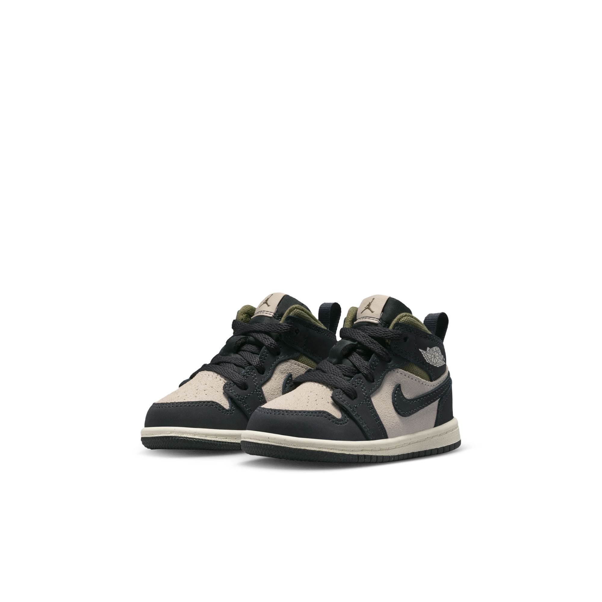 KIDS JORDAN 1 MID SE TD (LT OREWOOD BRN/OFF NOIR/MEDIUM OLIVE)