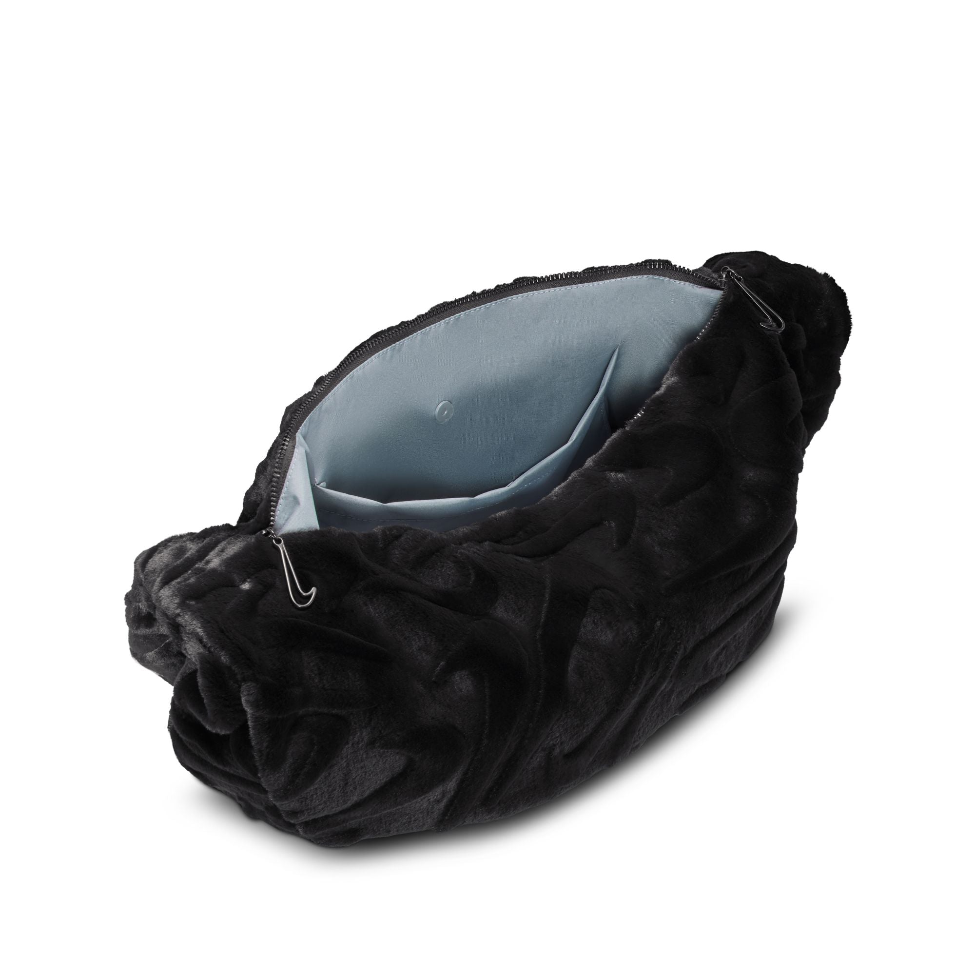 UNISEX NIKE SPORTSWEAR FAUX FUR SLOUCHY BAG (BLACK)