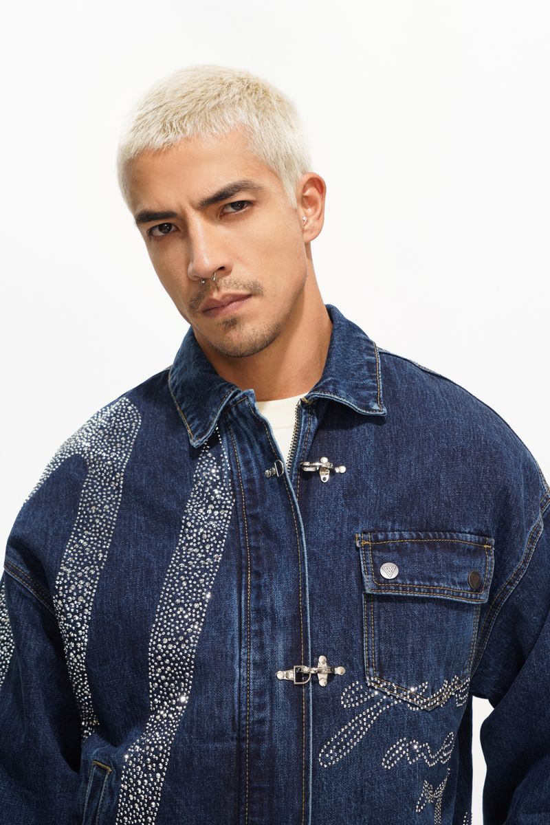 MENS VALABASAS ENCRYPTED DENIM JACKET (DENIM BLUE)