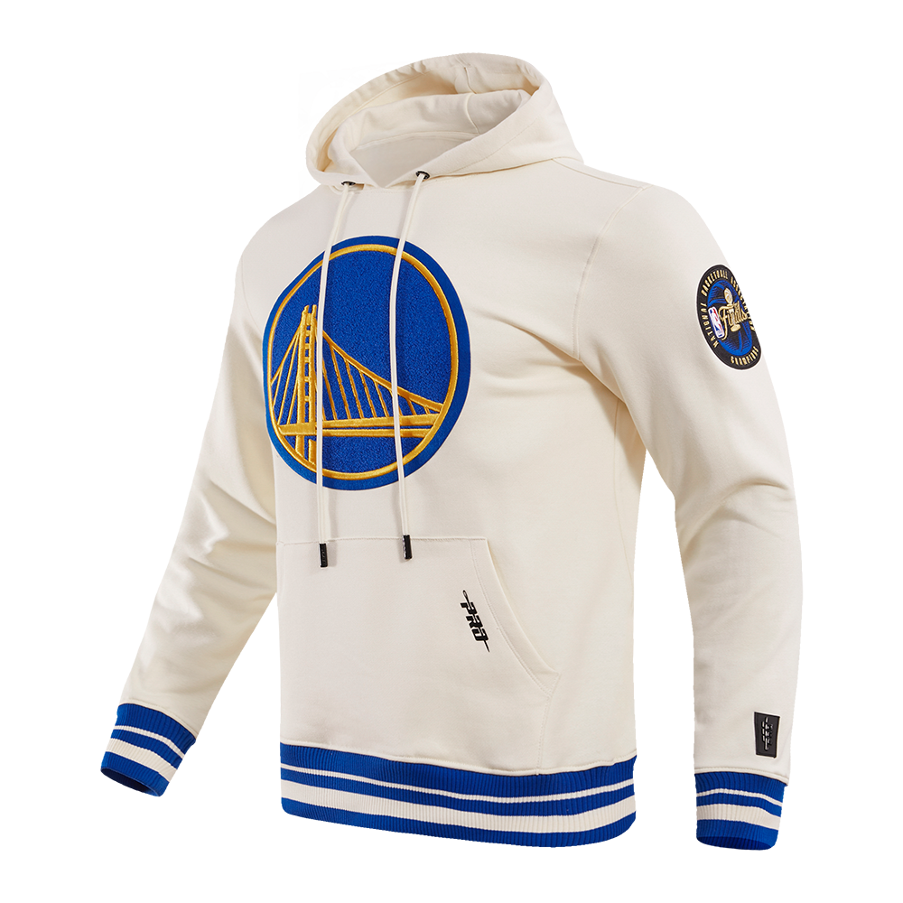 MENS GOLDEN STATE WARRIORS RETRO CLASSIC FLC PO HOODIE (EGGSHELL/ROYAL BLUE)