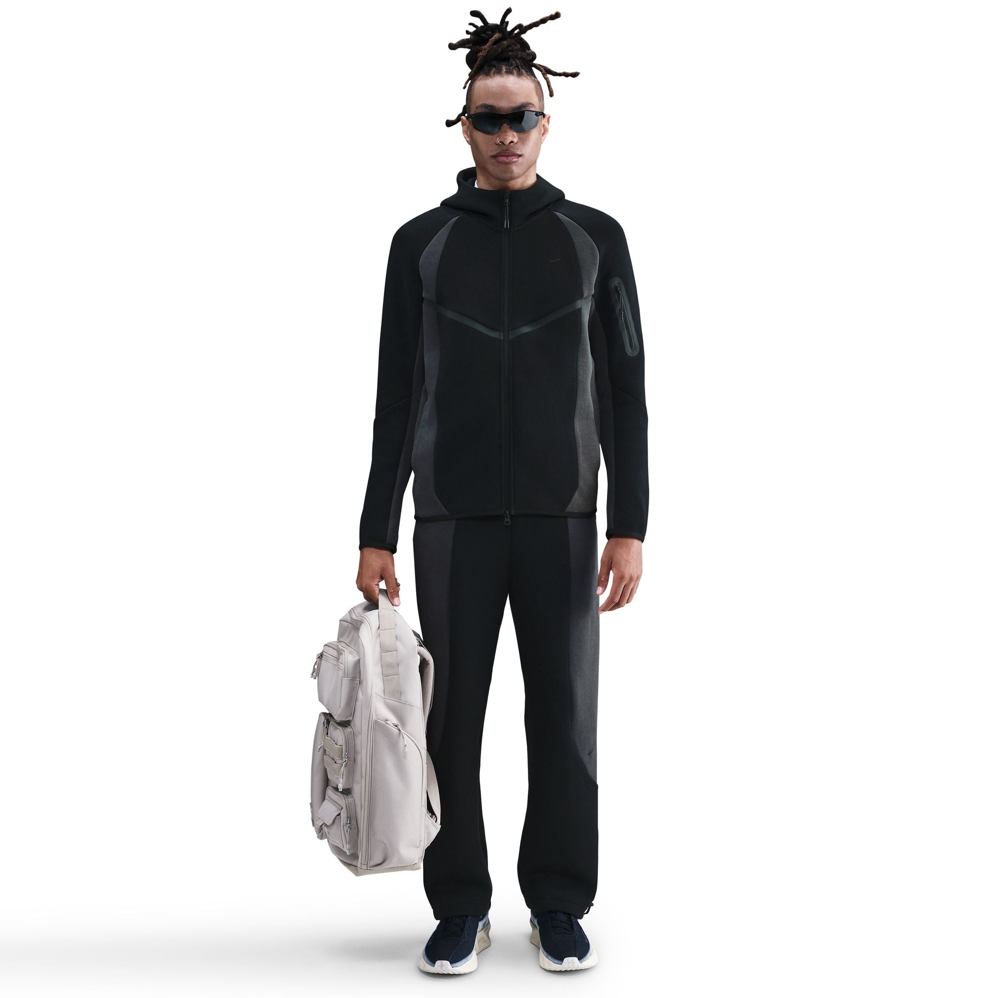 MENS NIKE TECH COLOR BLOCK FZ WARMUP (BLACK/ANTHRACITE)