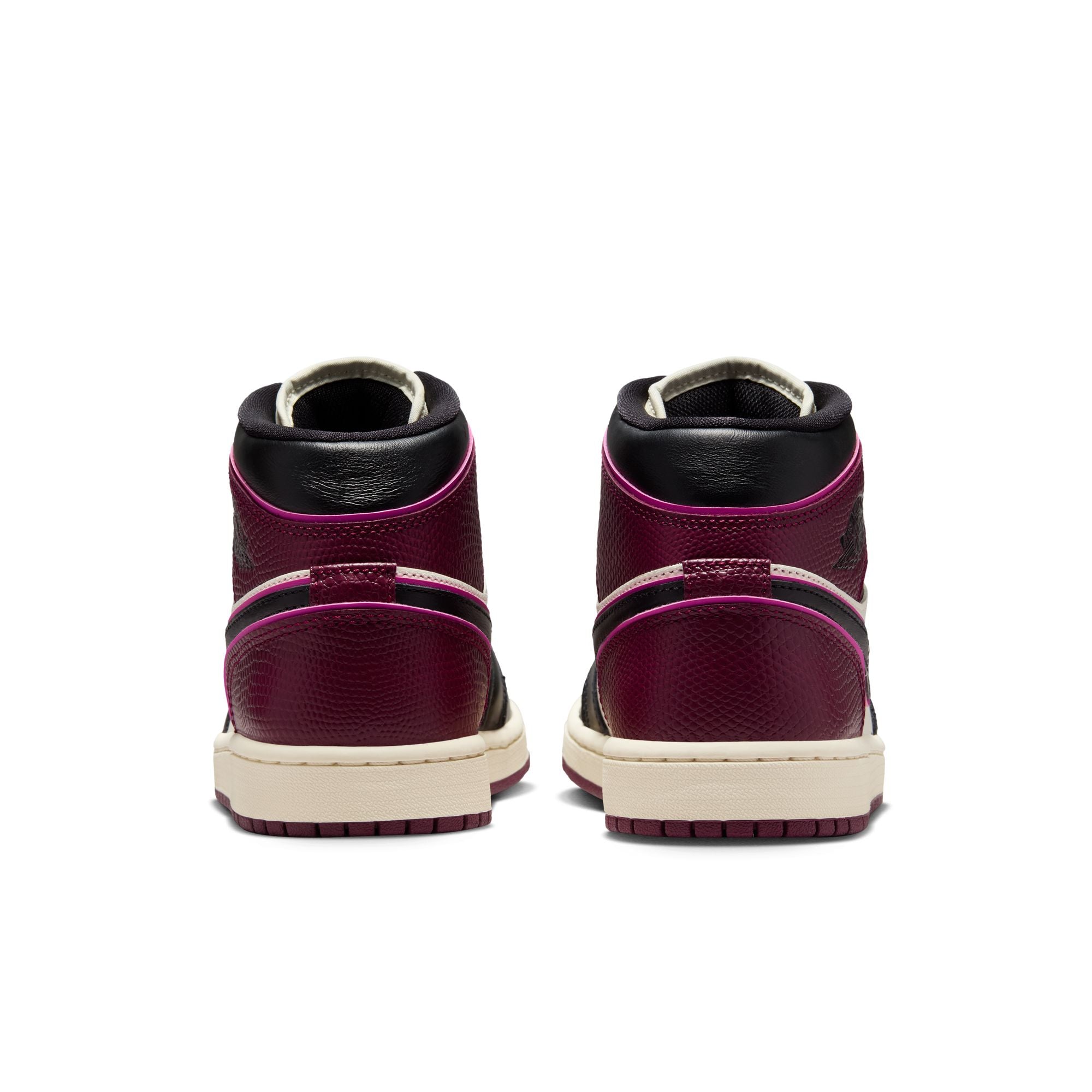 WOMENS AIR JORDAN 1 MID SE (SAIL/BLACK/ACTIVE PINK/BORDEAUX)