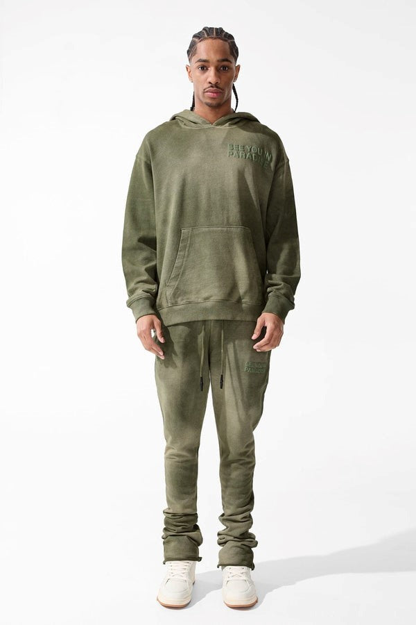 MENS JORDAN CRAIG PARADISE WASHED PULLOVER HOODIE (OLIVE)