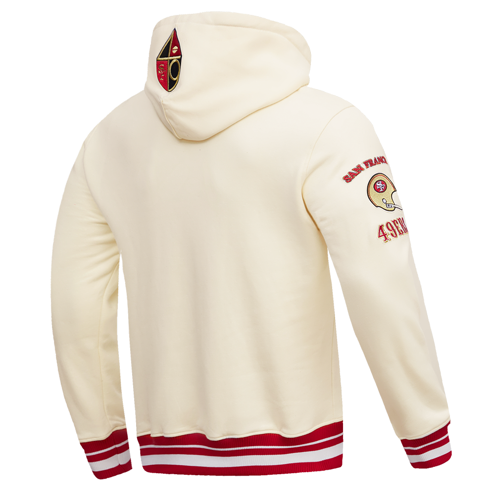 MENS SAN FRANCISCO 49ERS RETRO CLASSIC FLC PO HOODIE (EGGSHELL/RED)