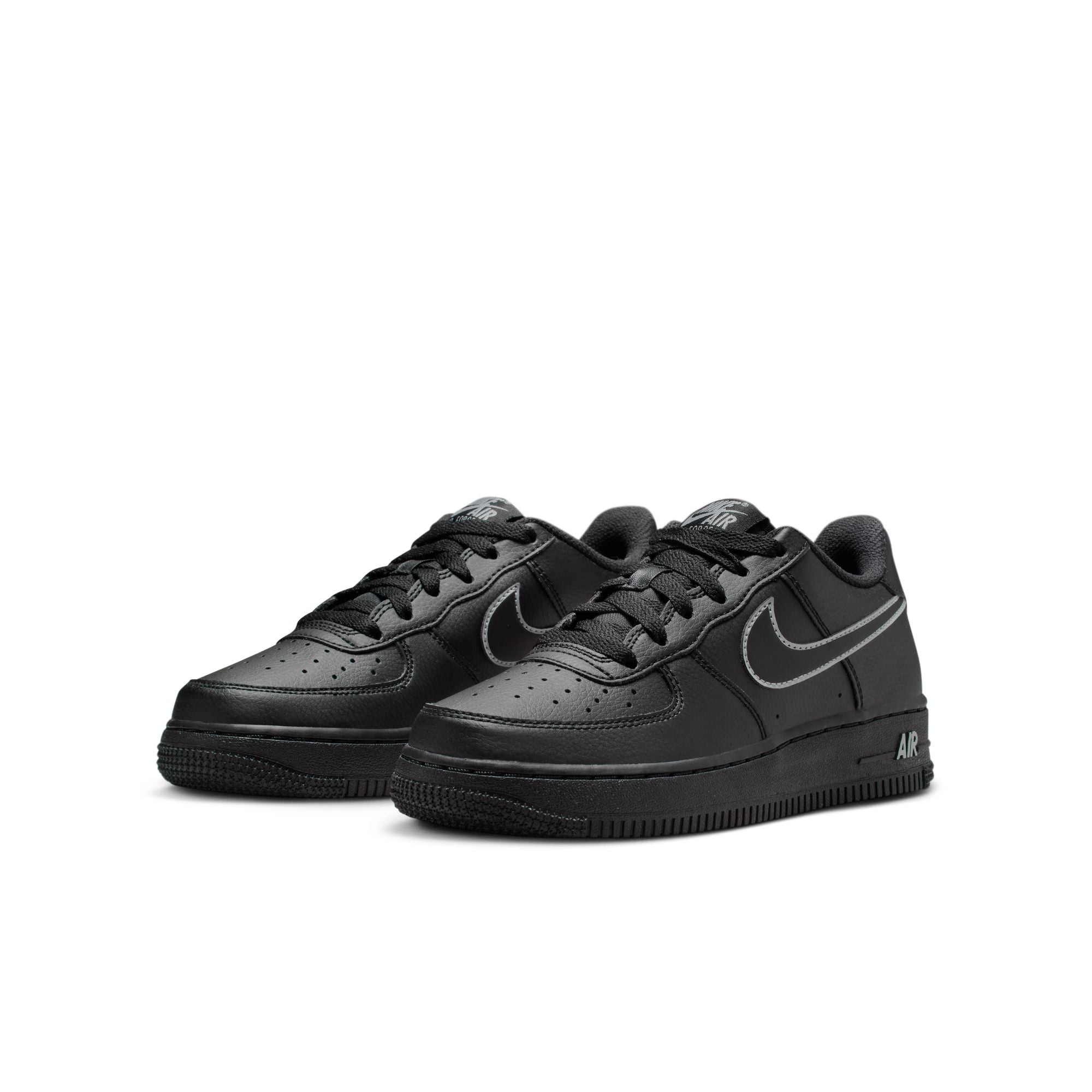 KIDS NIKE AIR FORCE 1 GS (BLACK/LT SMOKE GREY)