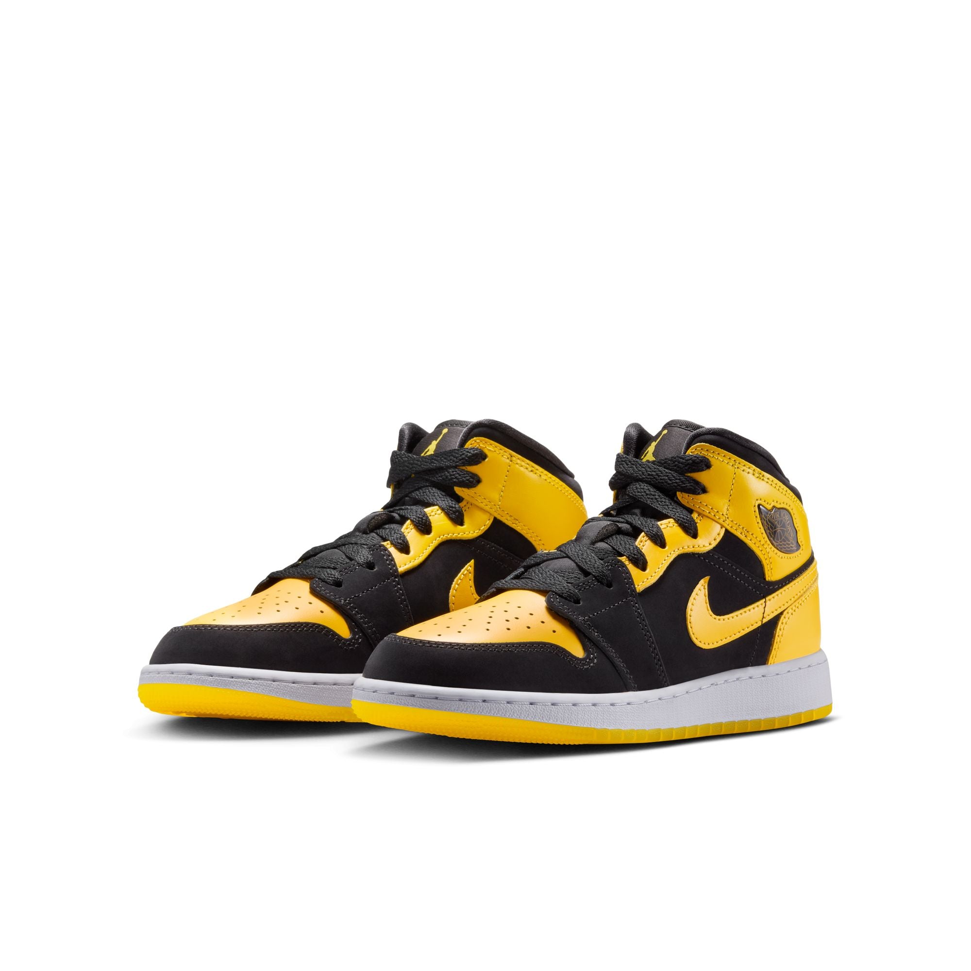 KIDS AIR JORDAN 1 MID SE GS (BLACK/VARSITY MAIZE/WHITE)