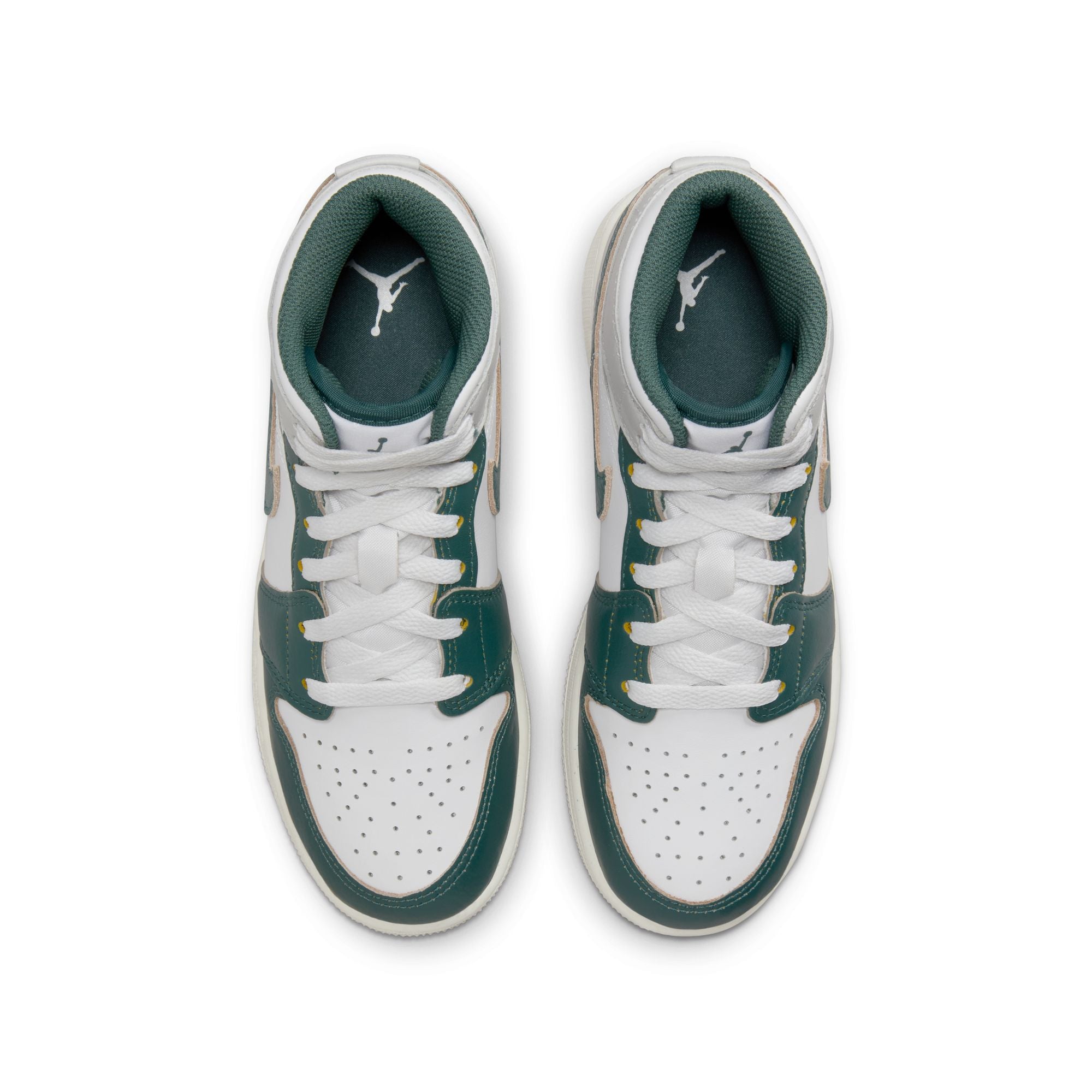 KIDS AIR JORDAN 1 MID SE GS (WHITE/OXIDIZED GREEN/SAIL)