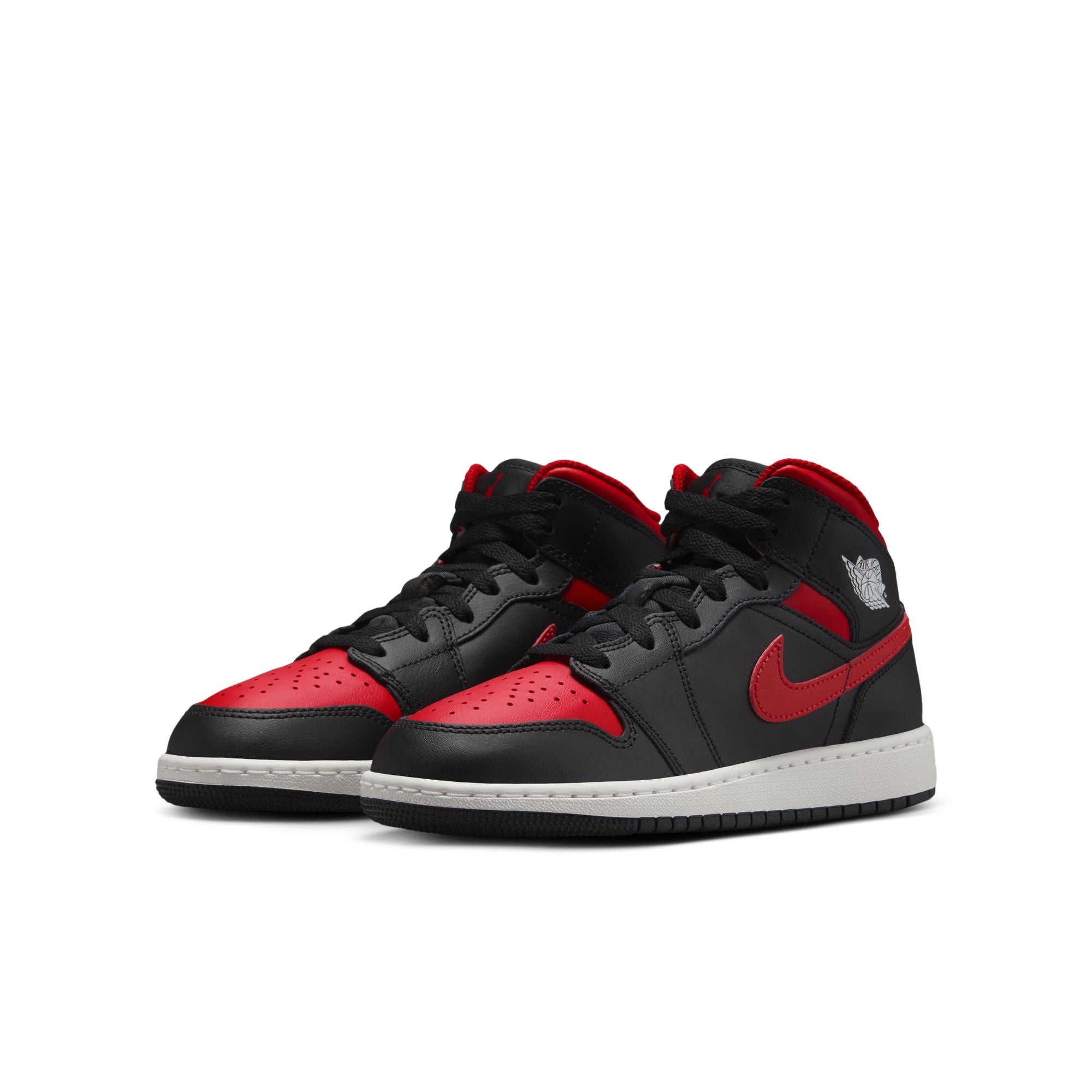 KIDS AIR JORDAN 1 MID GS (BLACK/VARSITY RED/SUMMIT WHITE)