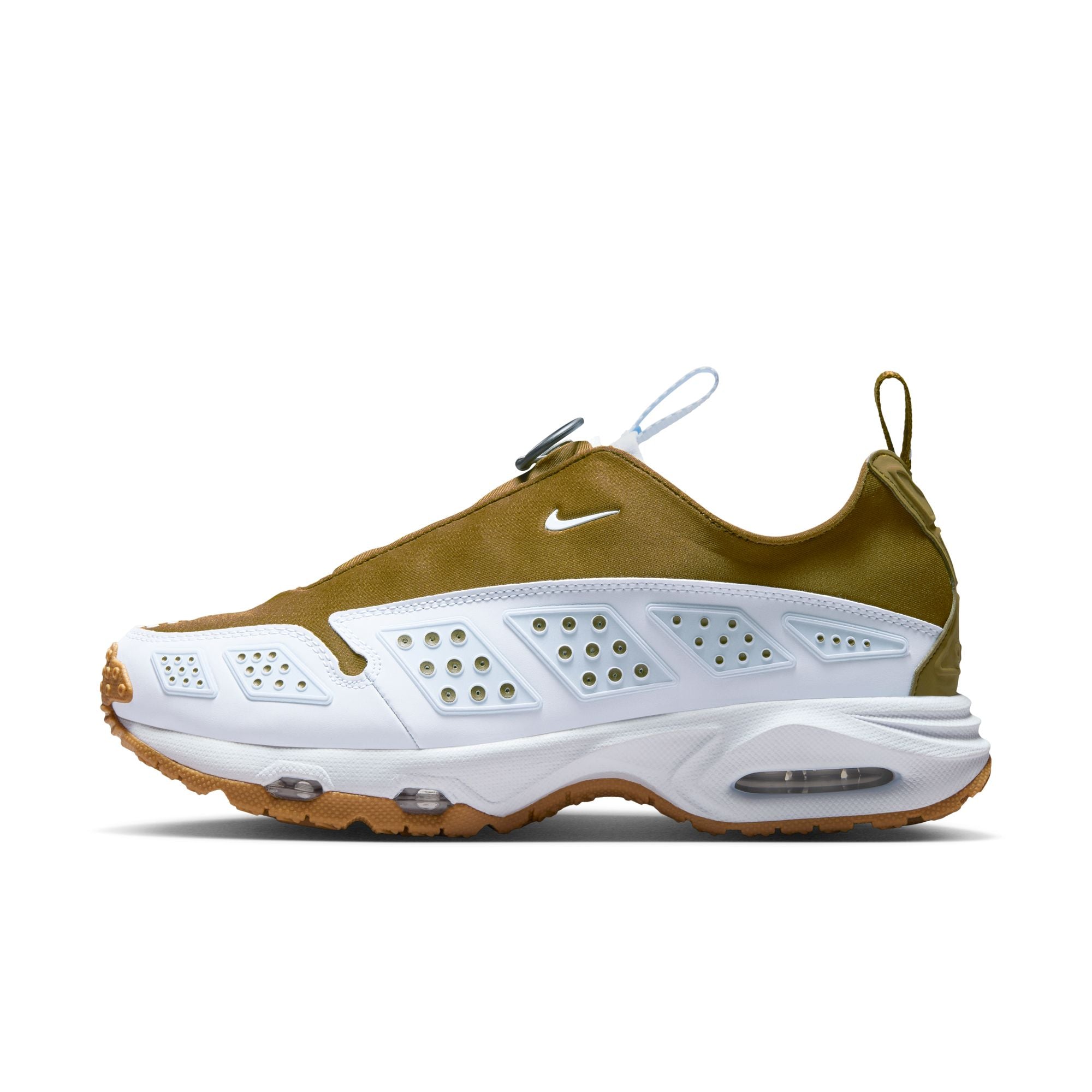 WOMENS NIKE AIR MAX SNDR (OLIVE FLAK/BLUE TINT/BLACK/GUM MED BROWN)