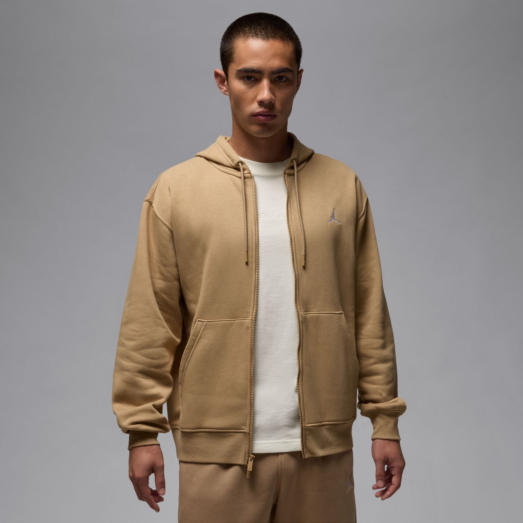 MENS JORDAN BROOKLYN FLEECE FULL-ZIP HOODIE (DESERT CAMO/WHITE)