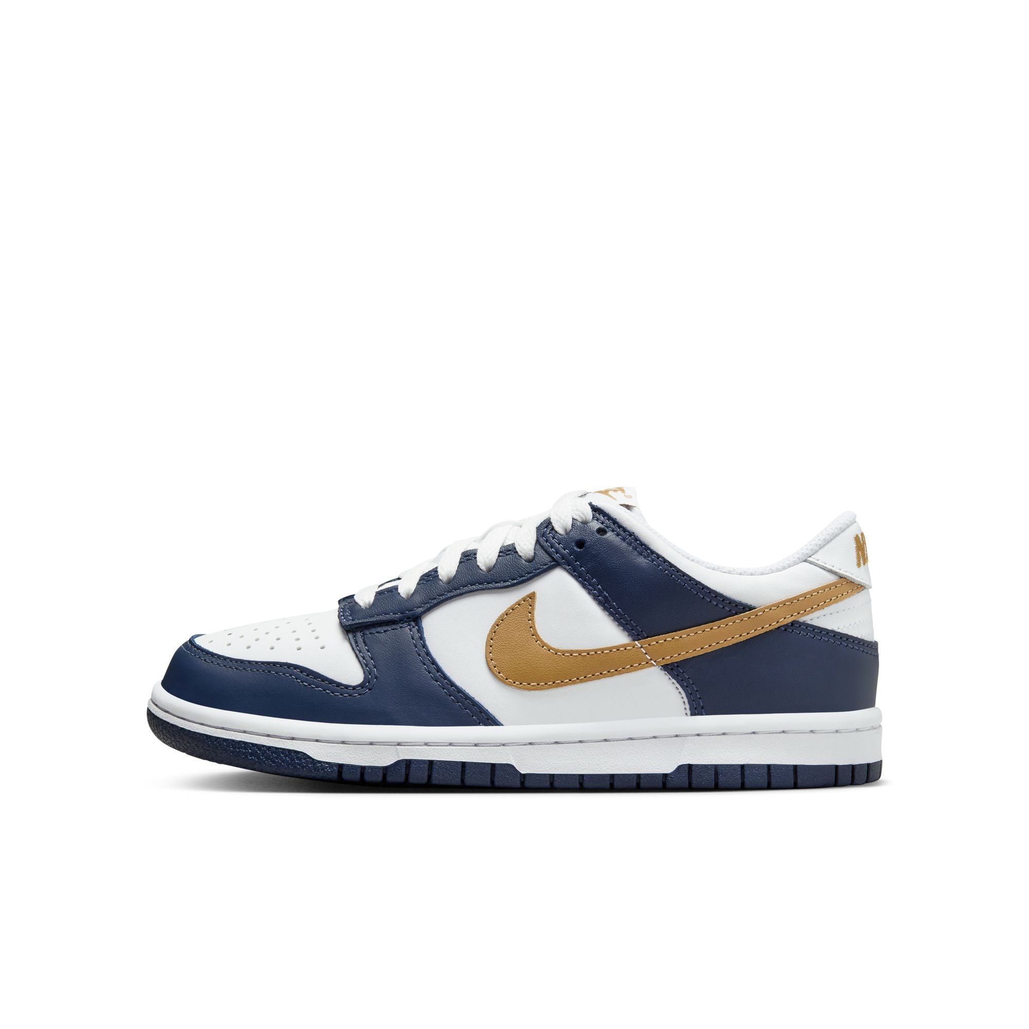 KIDS NIKE DUNK LOW GS (WHITE/WHEAT/MIDNIGHT NAVY)