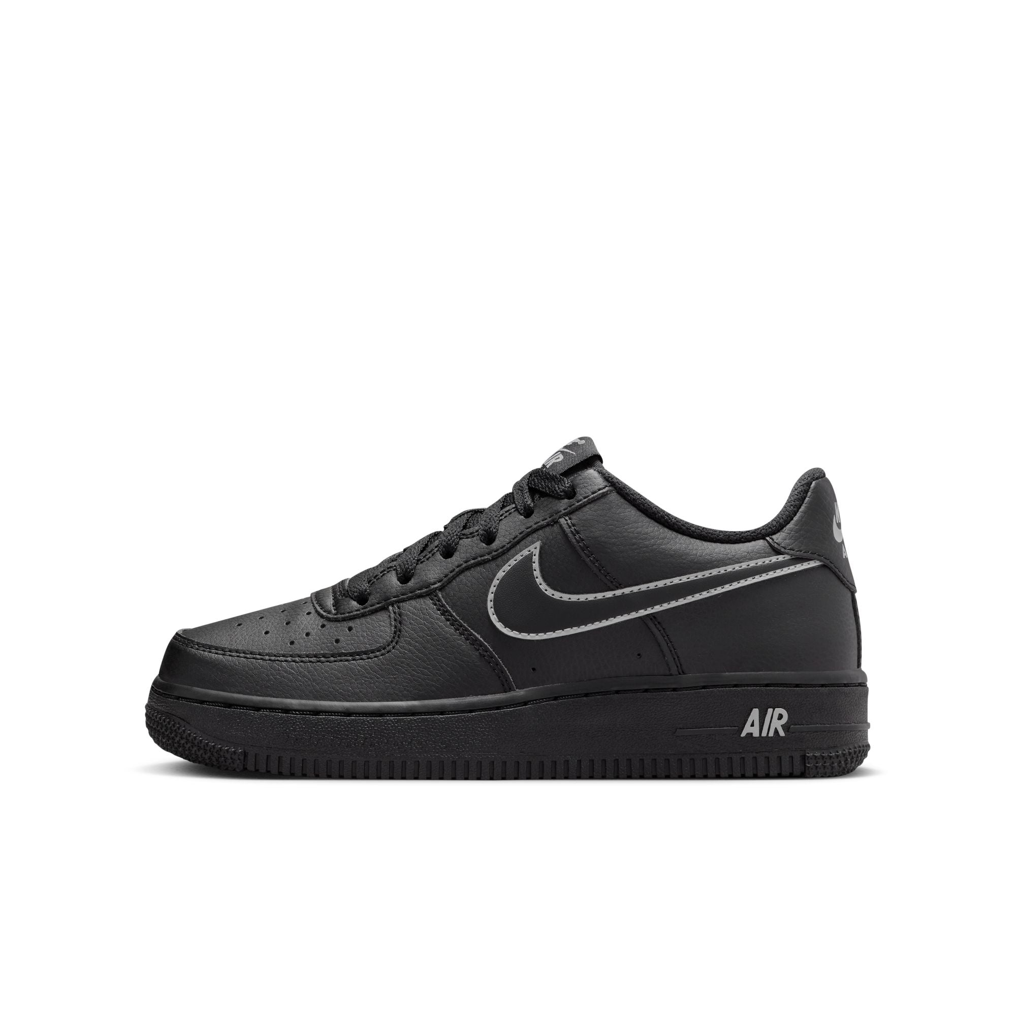 KIDS NIKE AIR FORCE 1 GS (BLACK/LT SMOKE GREY)