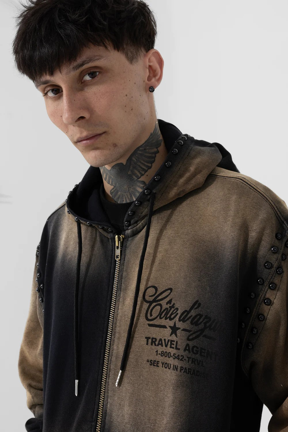 MENS JORDAN CRAIG ICON ZIP UP HOODIE (NATURE BLACK)