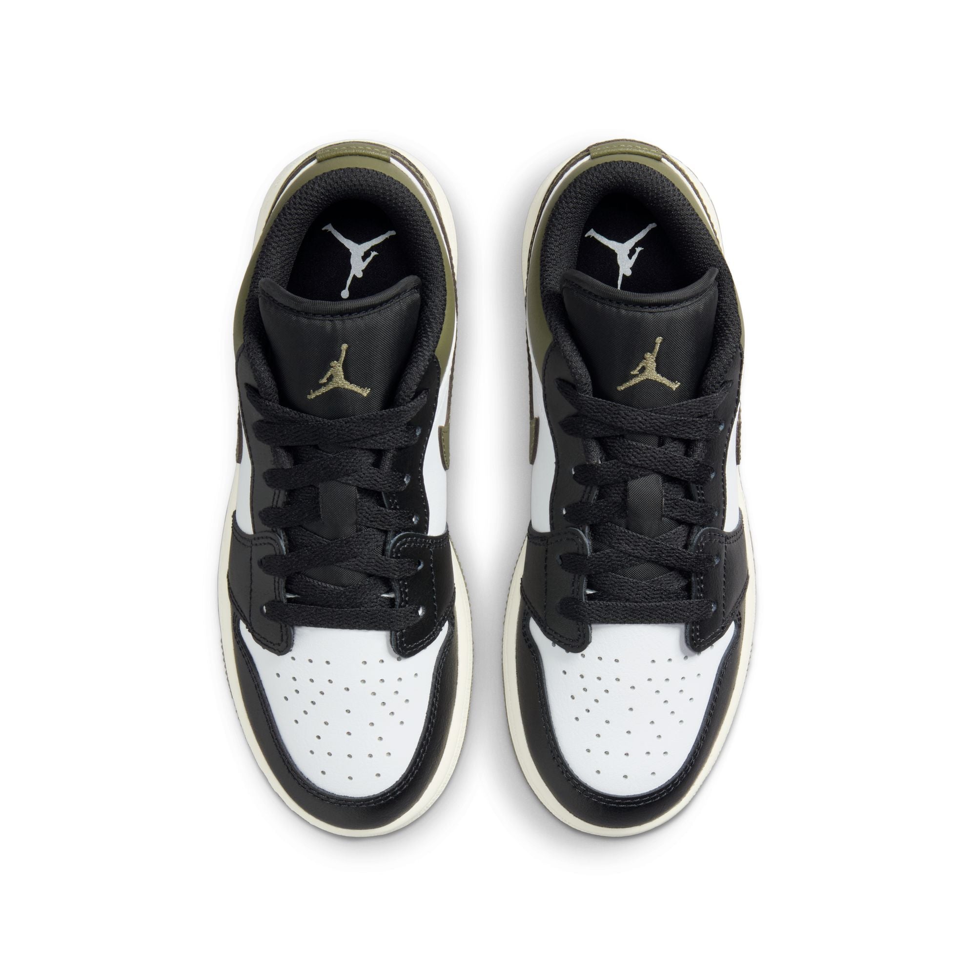 KIDS AIR JORDAN 1 LOW GS (BLACK/WHITE/MEDIUM OLIVE)