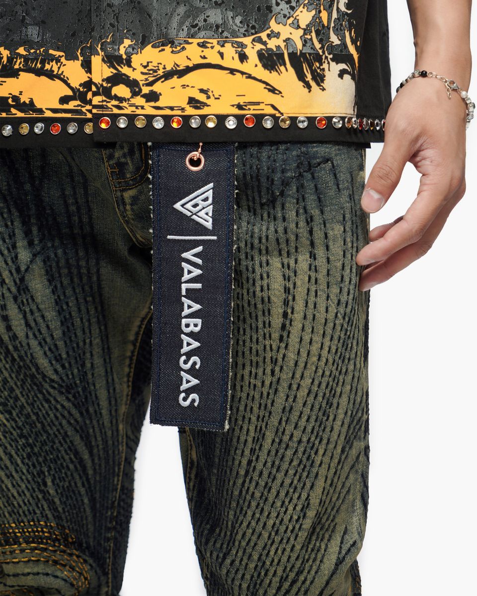 MENS VALABASAS KNOWLEDGE STACKED JEAN (DARK VINTAGE WASH)