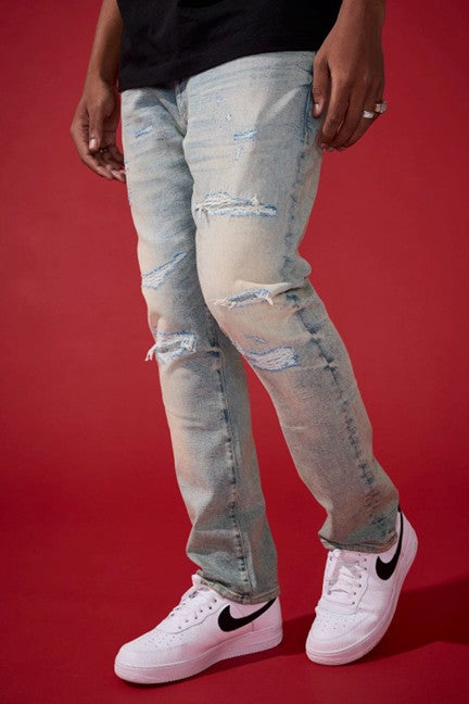 MENS JORDAN CRAIG COLLINS FIT ALEXANDER DENIM (CREAM WASH)