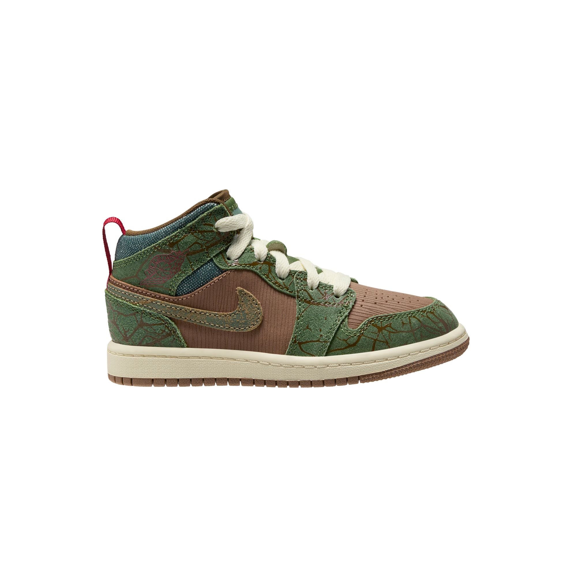 KIDS JORDAN 1 MID SS PS (ARCHAEO BROWN/LIGHT OLIVE/TREELINE)