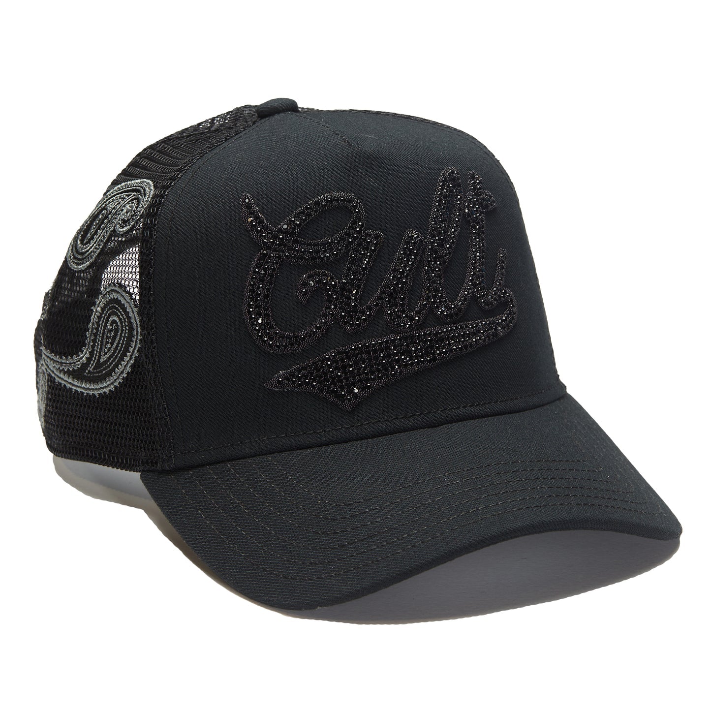 MENS CULT PAISLEY SHIMUCHAN LOGO MESH BACK TRUCKER HAT (BLACK)