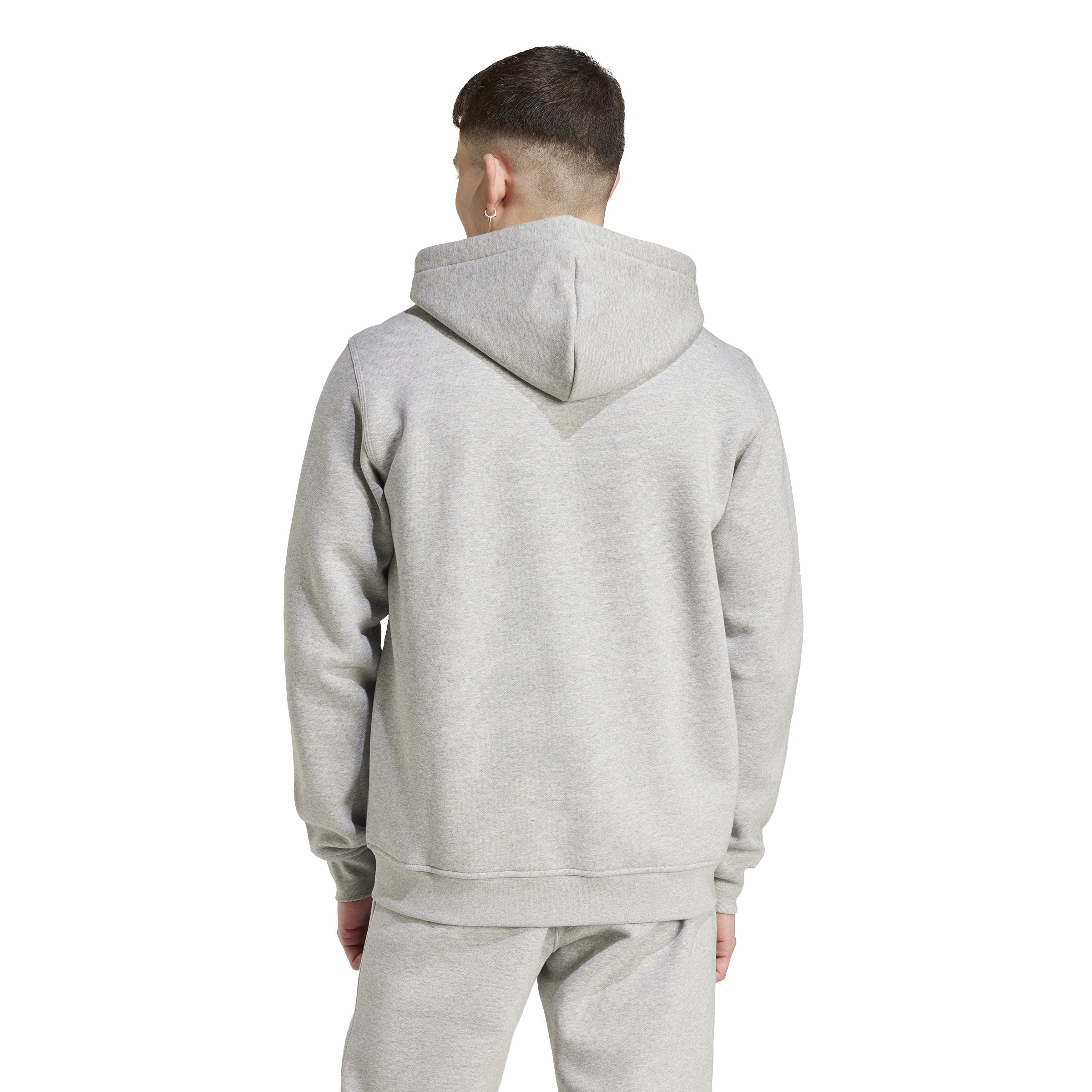 MENS ADIDAS TREFOIL ESSENTIALS FULL-ZIP HOODIE (MEDIUM GREY HEATHER)