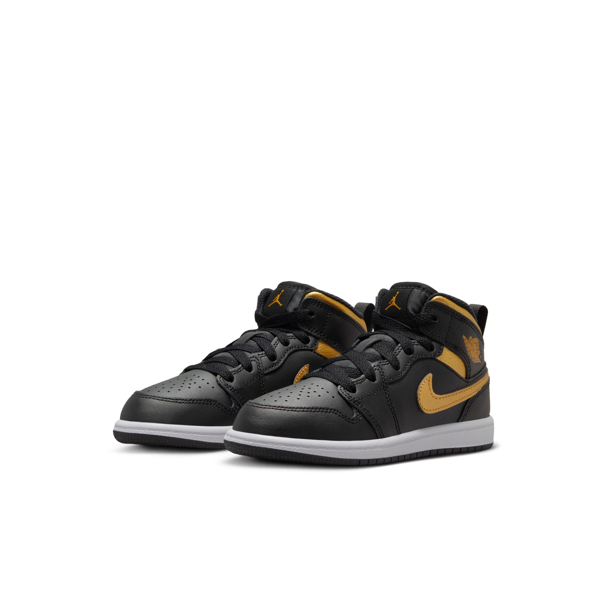 KIDS JORDAN 1 MID PS (BLACK/METALLIC GOLD/WHITE)