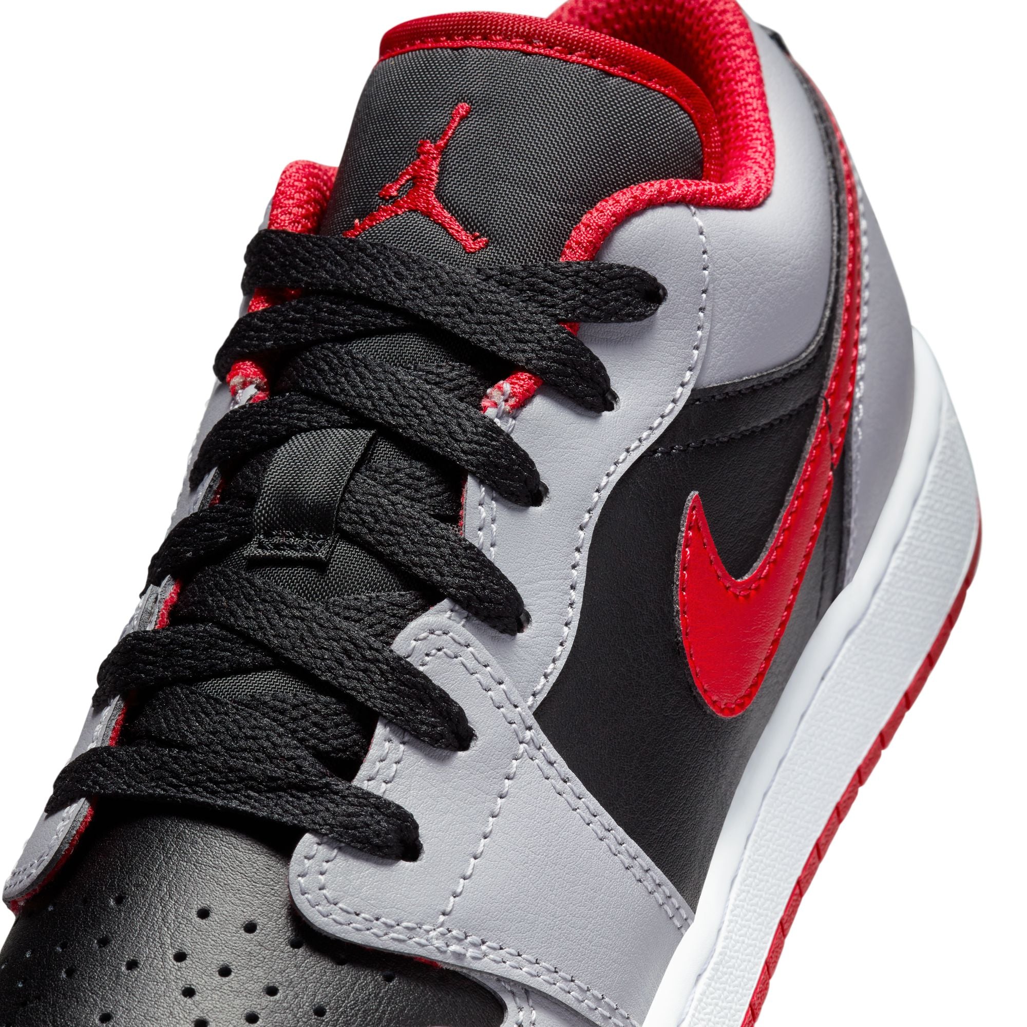 KIDS AIR JORDAN 1 LOW GS (CEMENT GREY/RED/BLACK)