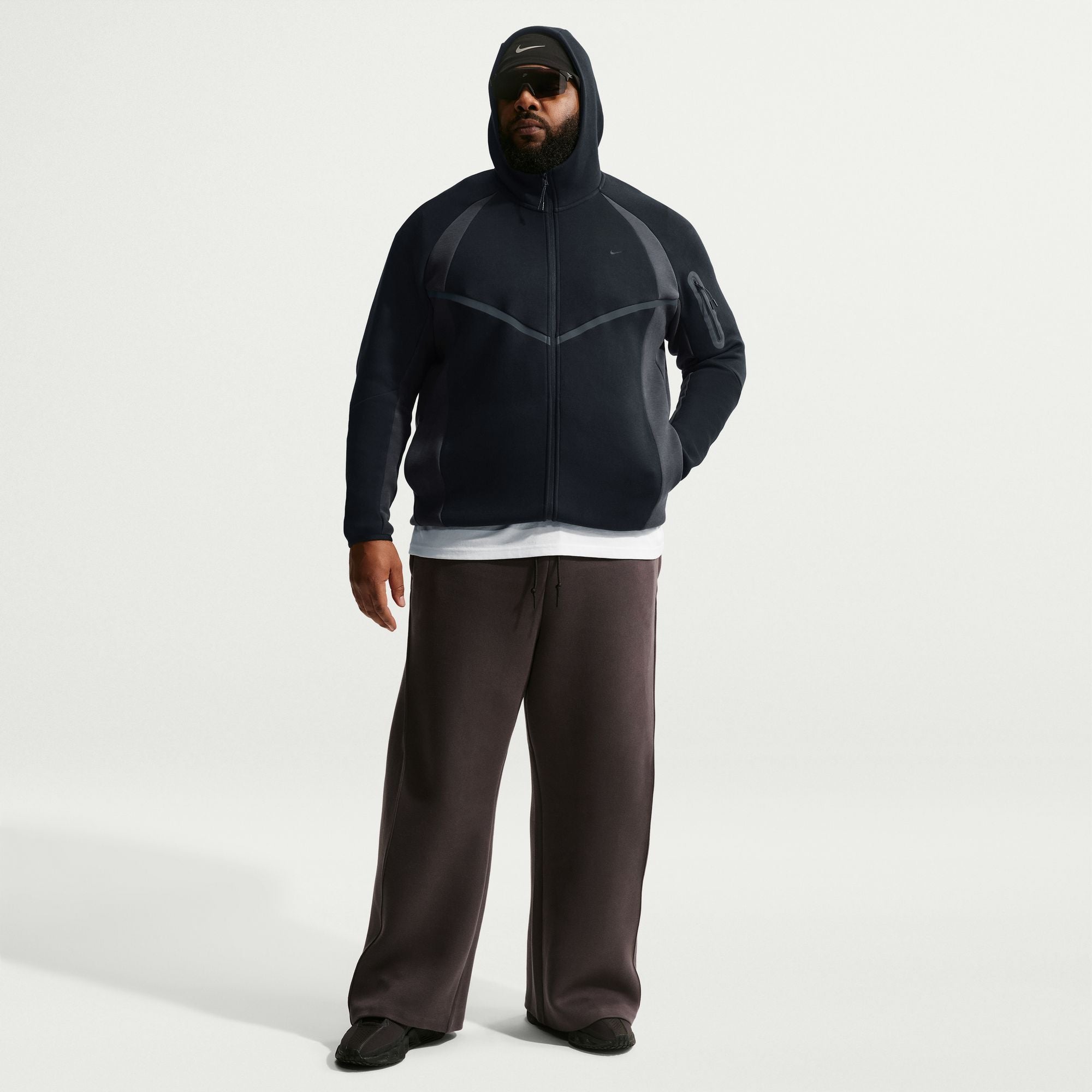 MENS NIKE TECH COLOR BLOCK FZ WARMUP (BLACK/ANTHRACITE)