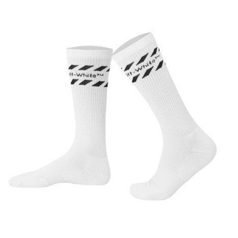 L/AB DIAGS STRIPES MID CALF CREW SOCKS - 3PK (WHITE)